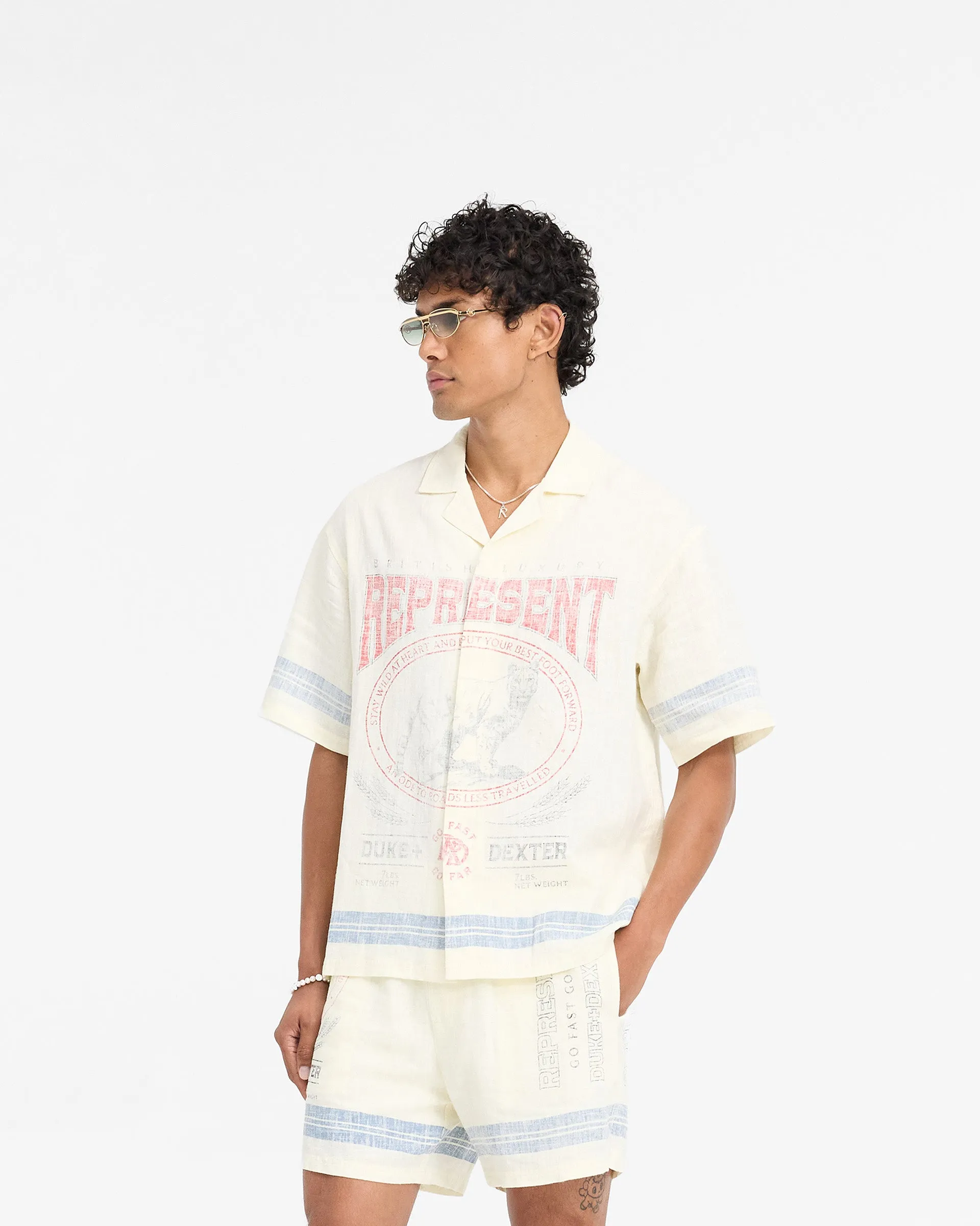 Represent X Duke + Dexter Mountain Lion Revere Shirt - Ecru sold by Represent product image thumbnail 4
