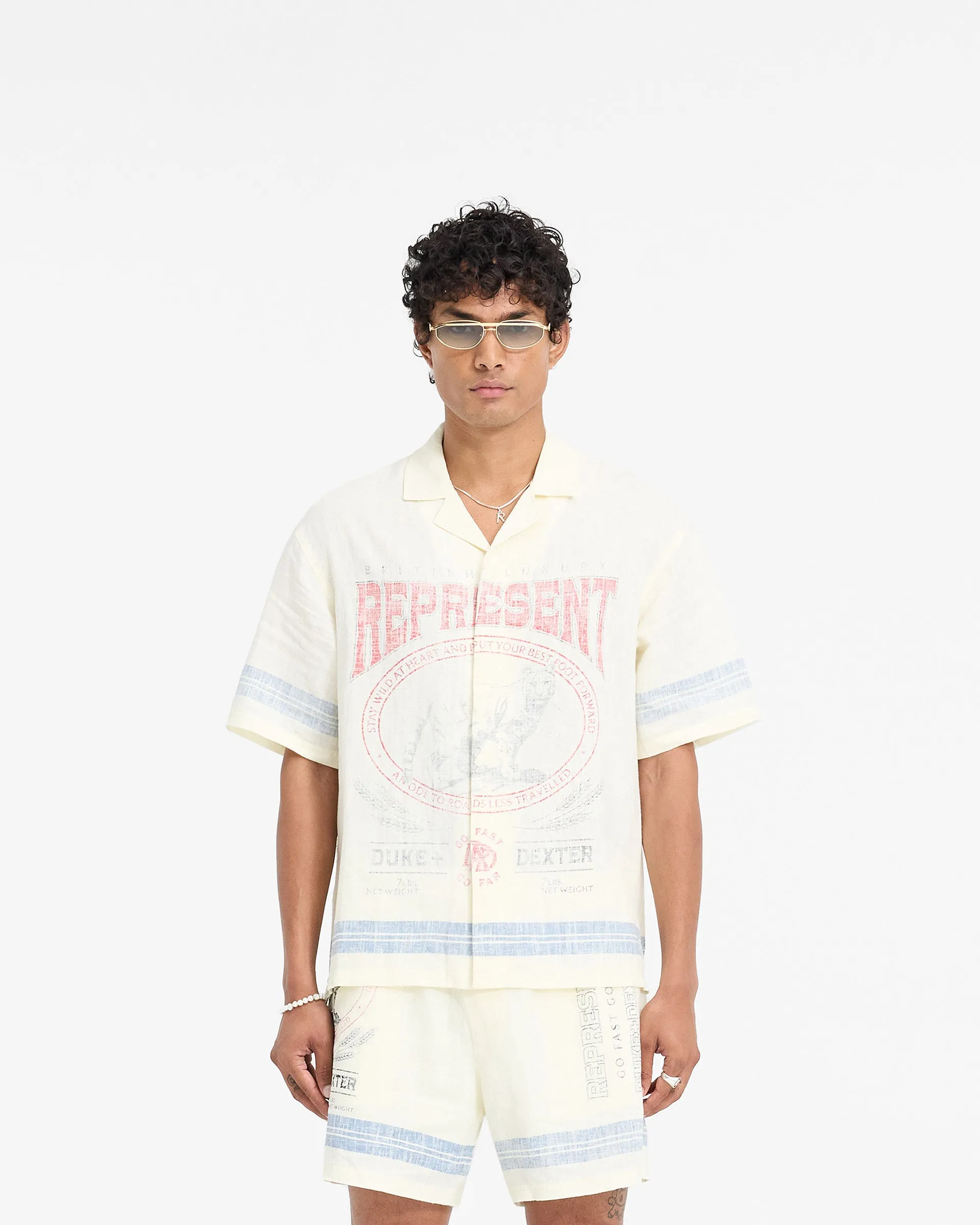 Represent X Duke + Dexter Mountain Lion Revere Shirt - Ecru sold by Represent product image thumbnail 3