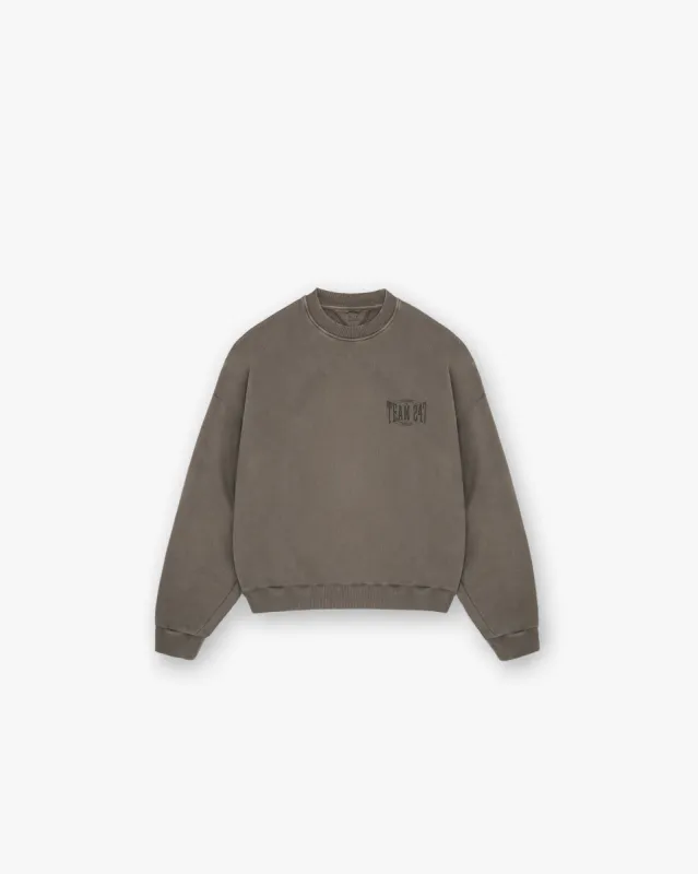 247 X Everlast Training Camp Boxy Sweater - Washed Brown sold by Represent