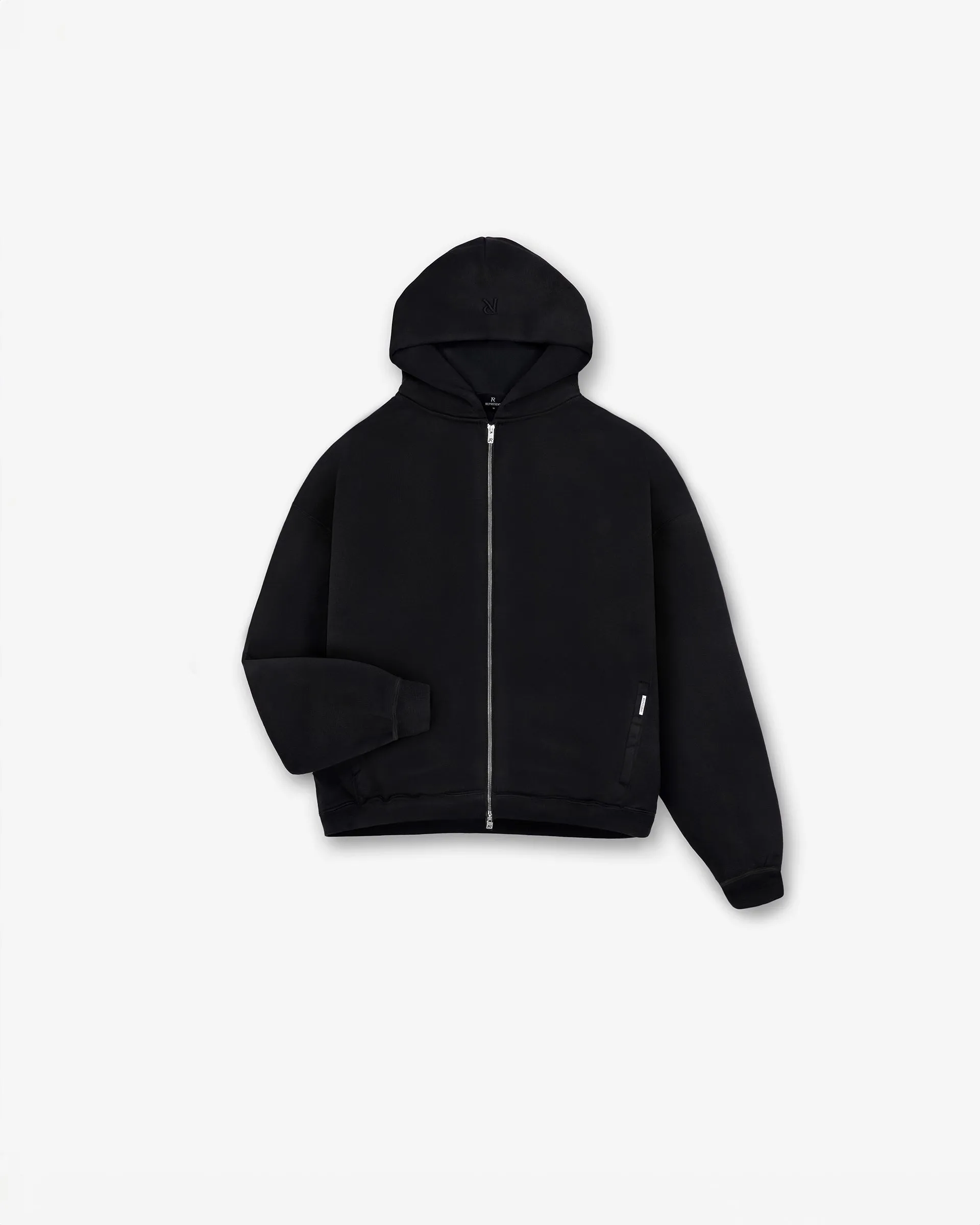 Initial Boxy Zip Through Hoodie - Black sold by Represent