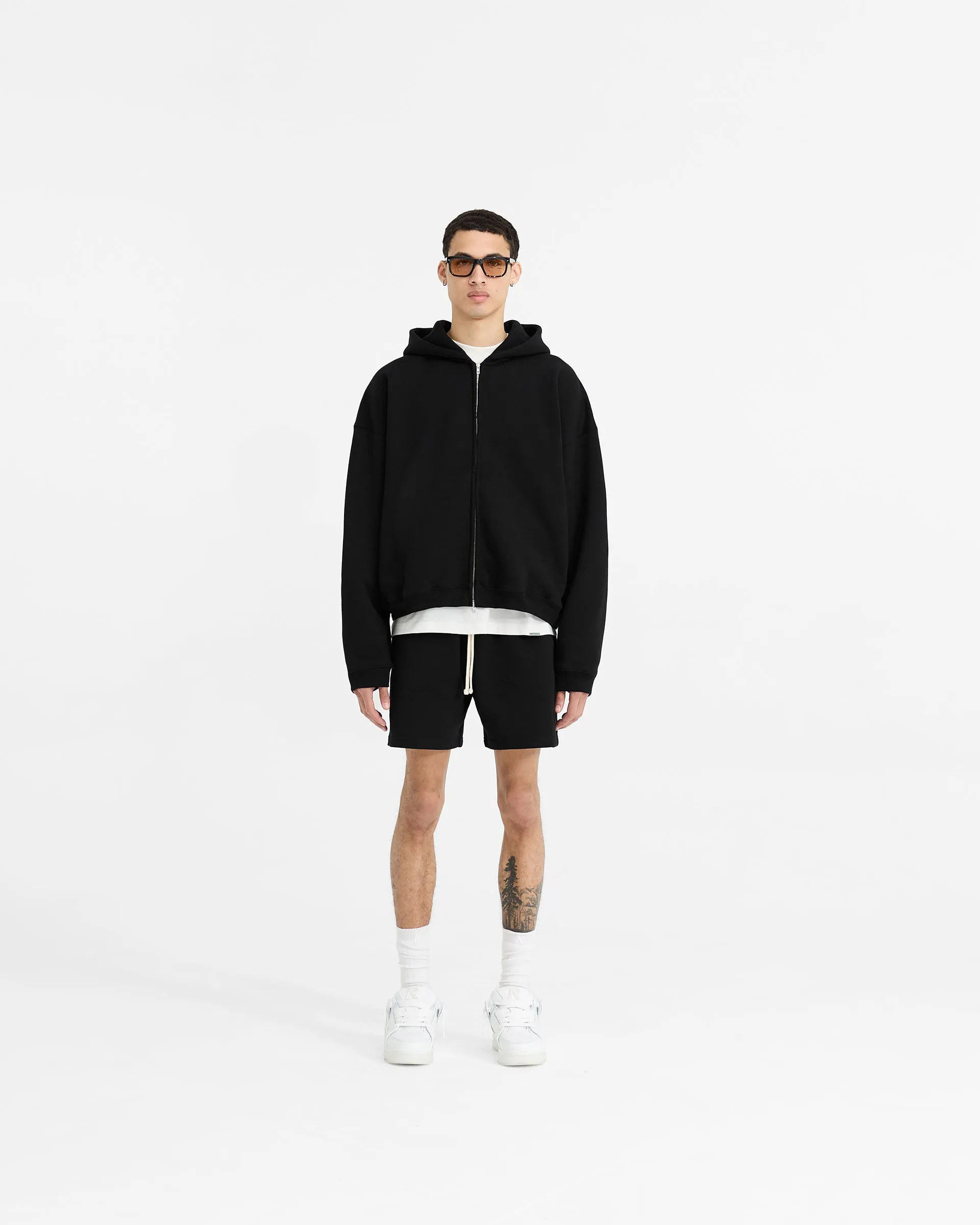 Initial Boxy Zip Through Hoodie - Black sold by Represent product image thumbnail 4