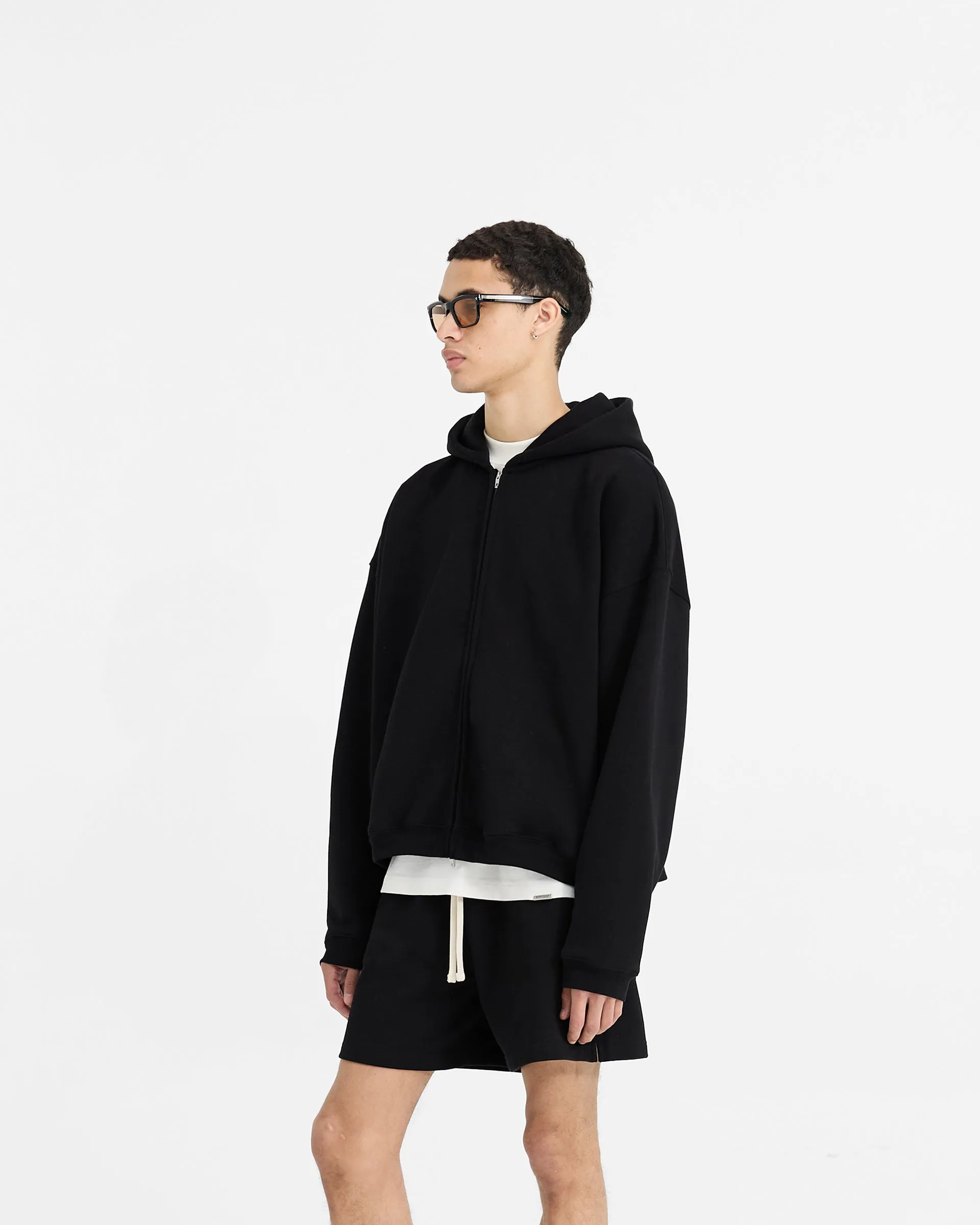 Initial Boxy Zip Through Hoodie - Black sold by Represent product image thumbnail 2