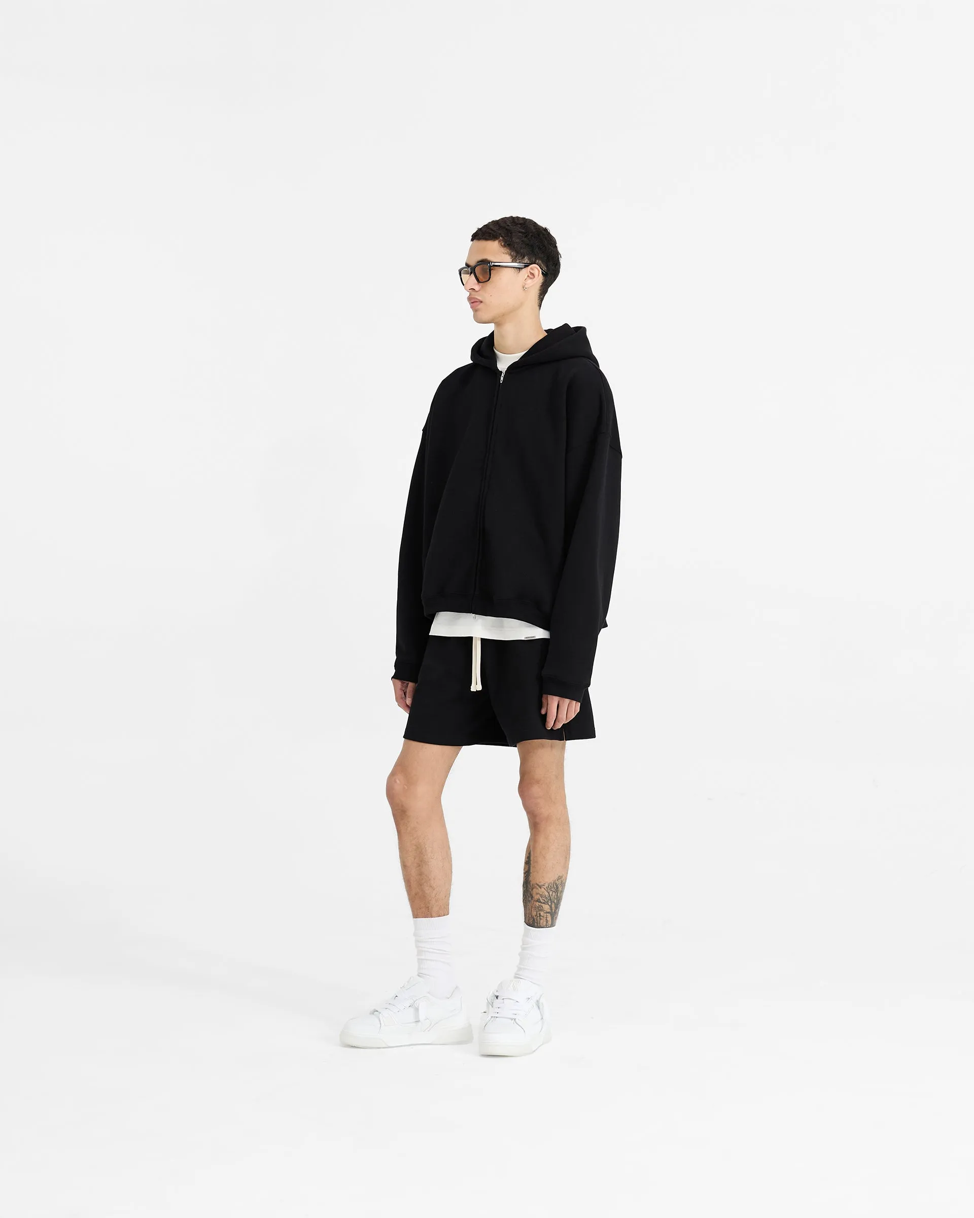 Initial Boxy Zip Through Hoodie - Black sold by Represent product image thumbnail 5