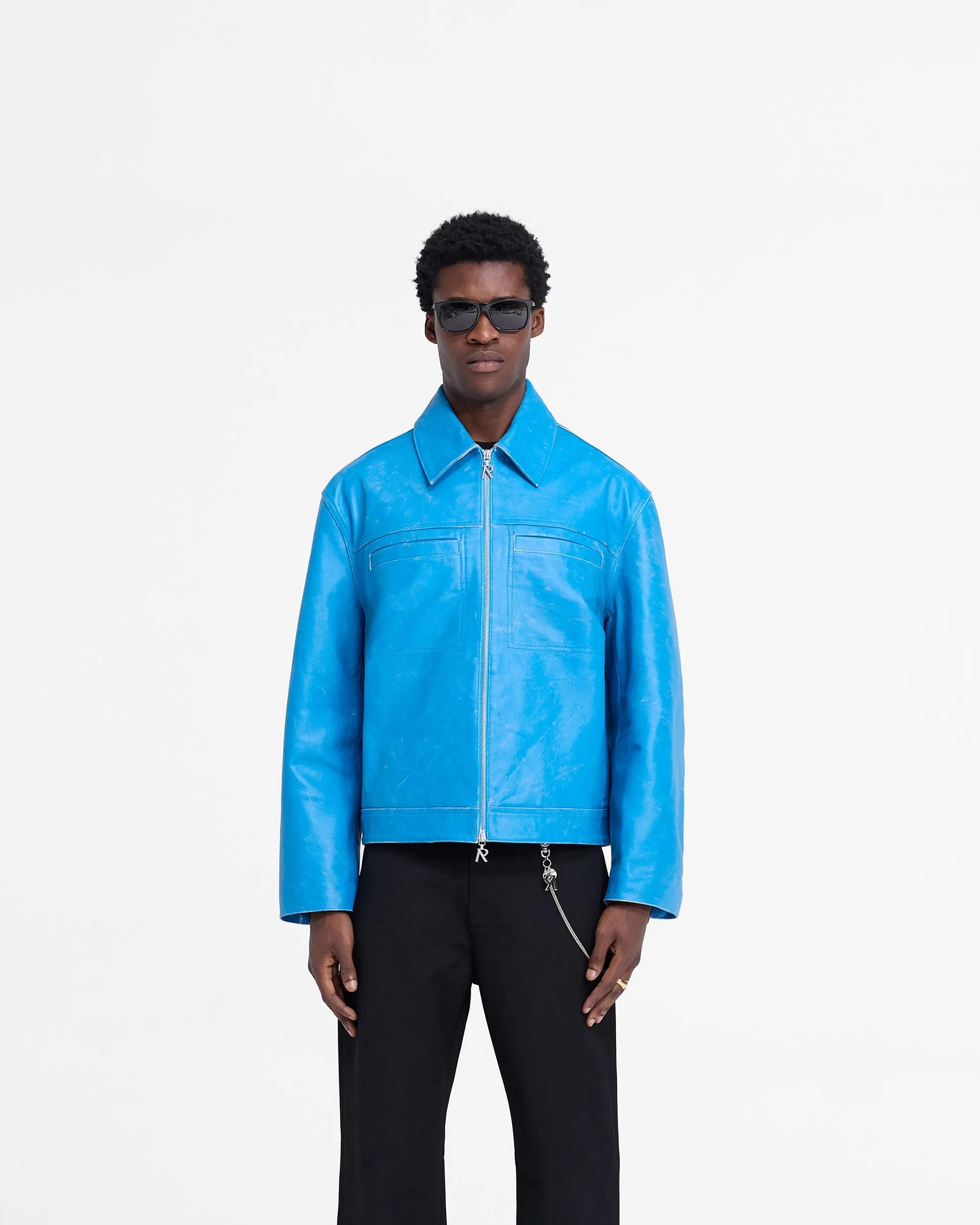 Distressed Leather Smart Jacket - Electric Blue sold by Represent product image thumbnail 3