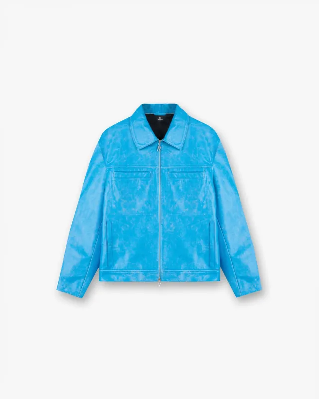 Distressed Leather Smart Jacket - Electric Blue sold by Represent