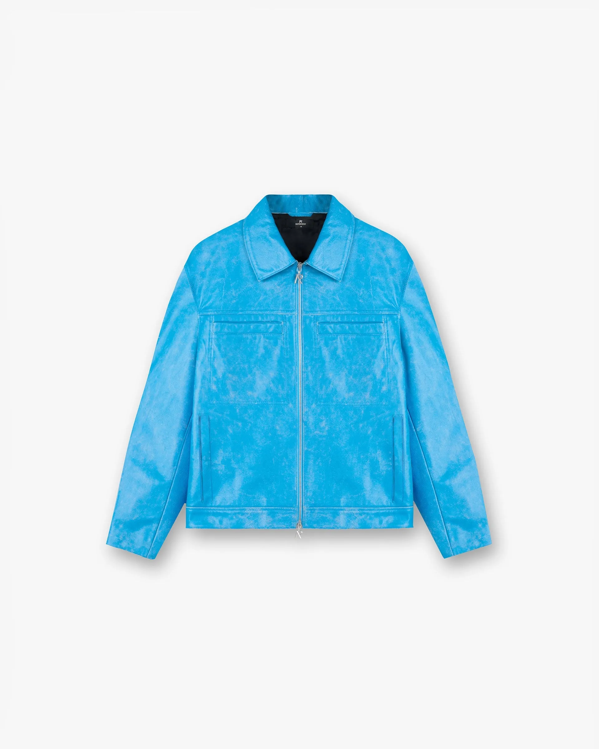 Distressed Leather Smart Jacket - Electric Blue sold by Represent