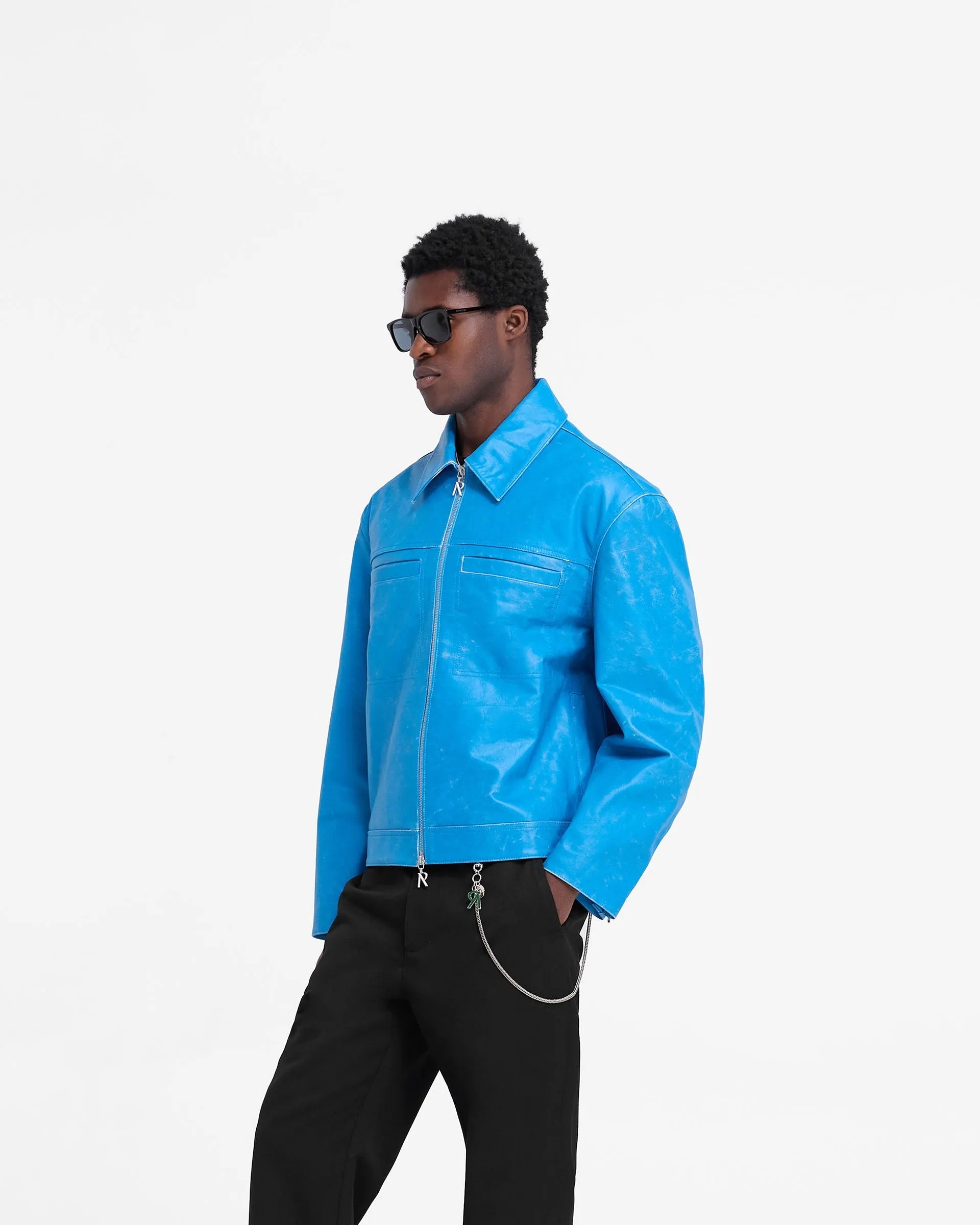 Distressed Leather Smart Jacket - Electric Blue sold by Represent product image thumbnail 2