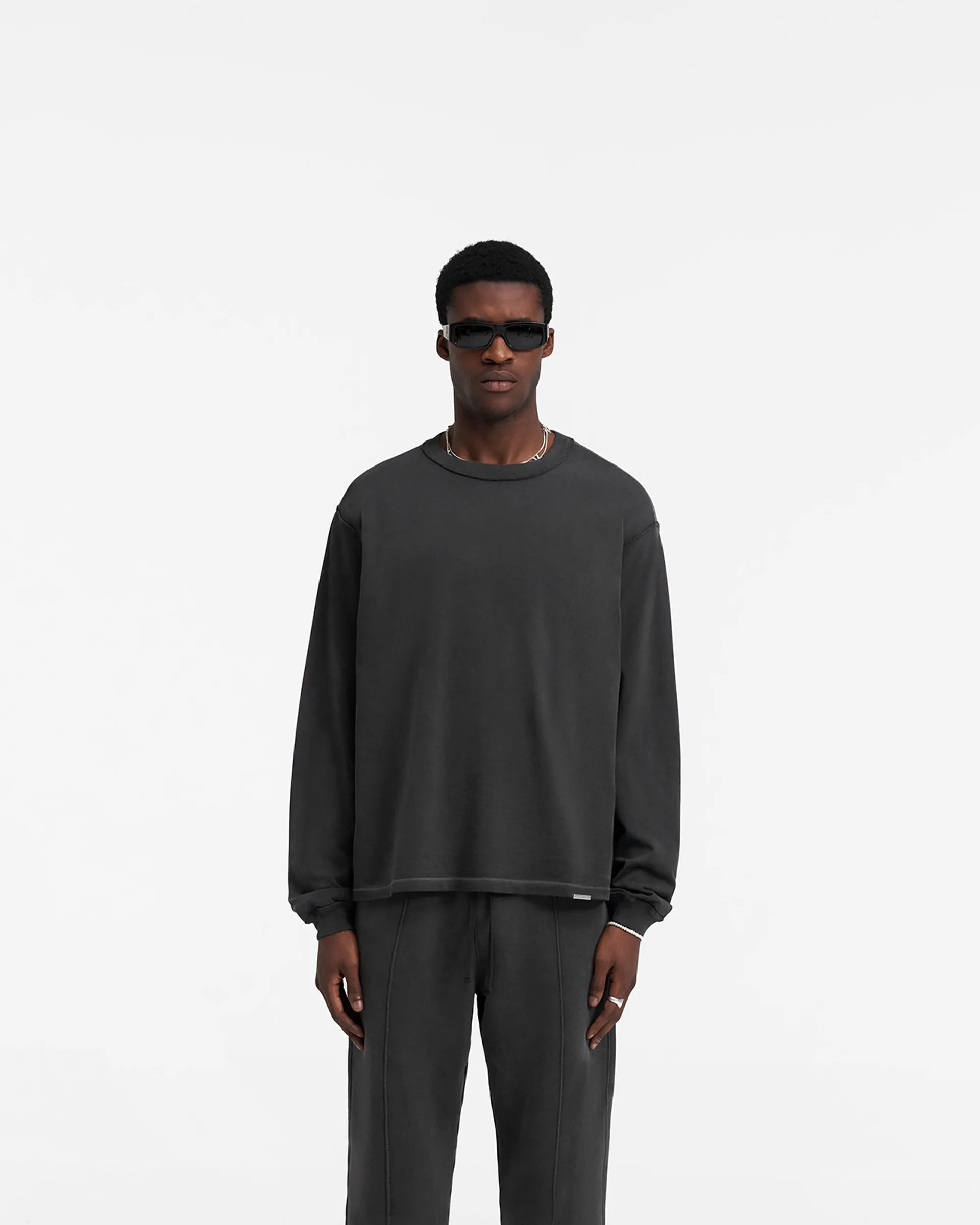 Heavyweight Initial Long Sleeve T-Shirt - Stained Black sold by Represent product image thumbnail 3