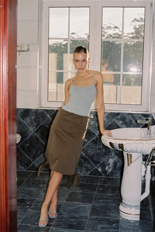 Tie Back Singlet ~ Stone sold by Amelie Teje