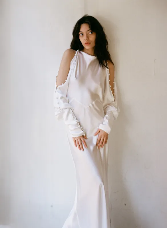 Button Gal Dress - White sold by Dana Foley NYC
