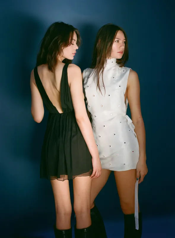 Maeve Mini Dress - Mirrored White sold by Dana Foley NYC