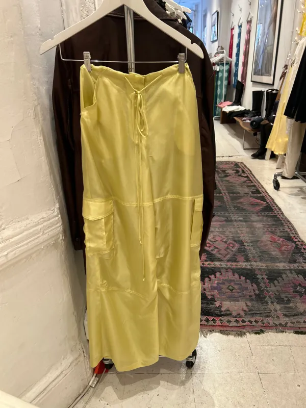 Silk Cargo Pants - Yellow sold by Dana Foley NYC