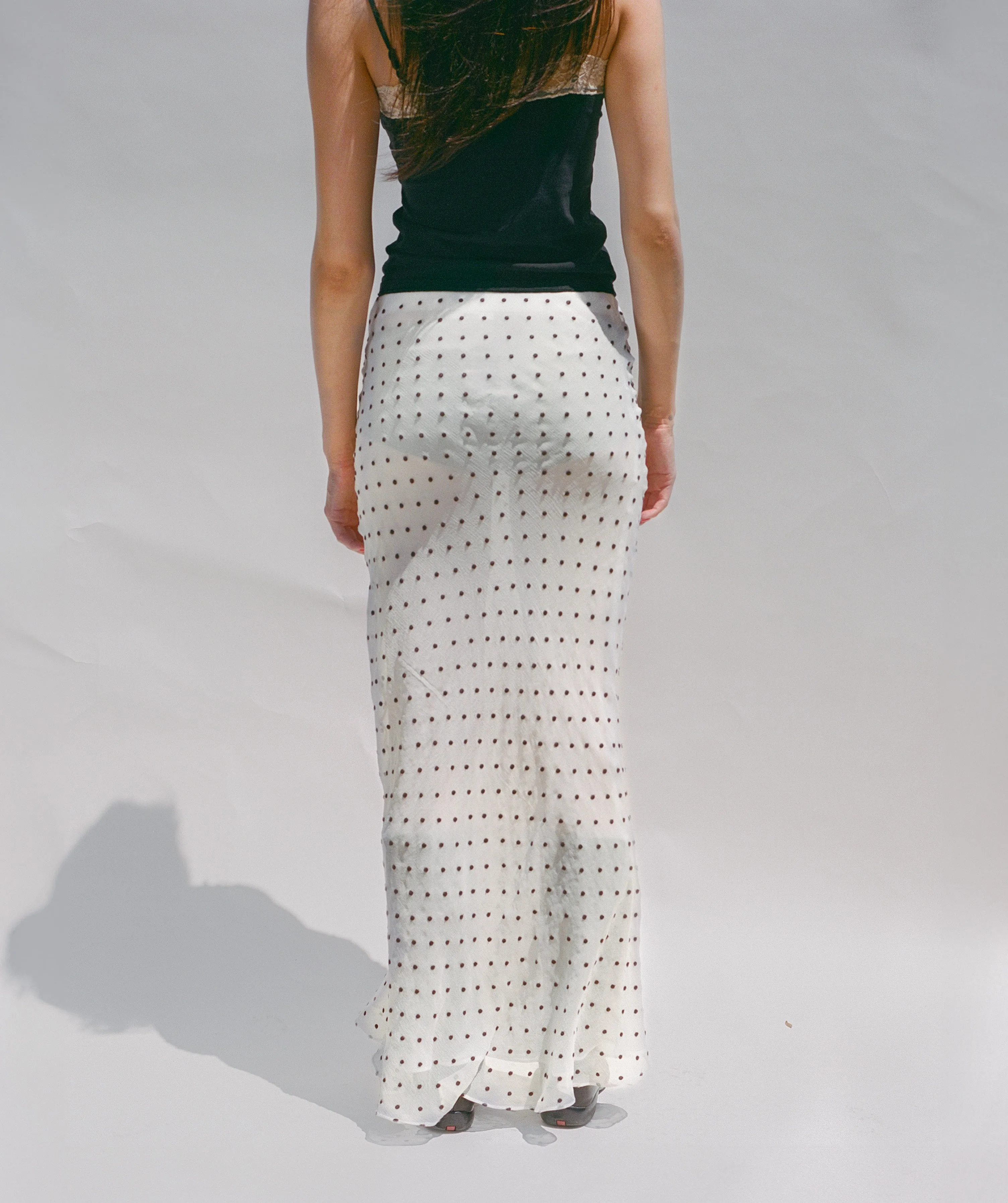 Betsy Skirt - White & Brown Polka Dot sold by Dana Foley NYC product image thumbnail 3