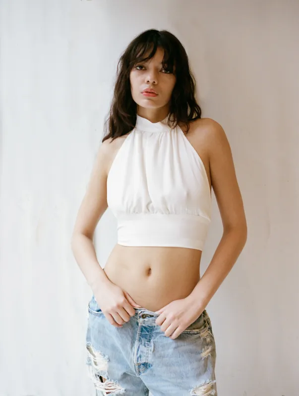 Silk Halter Top - White sold by Dana Foley NYC