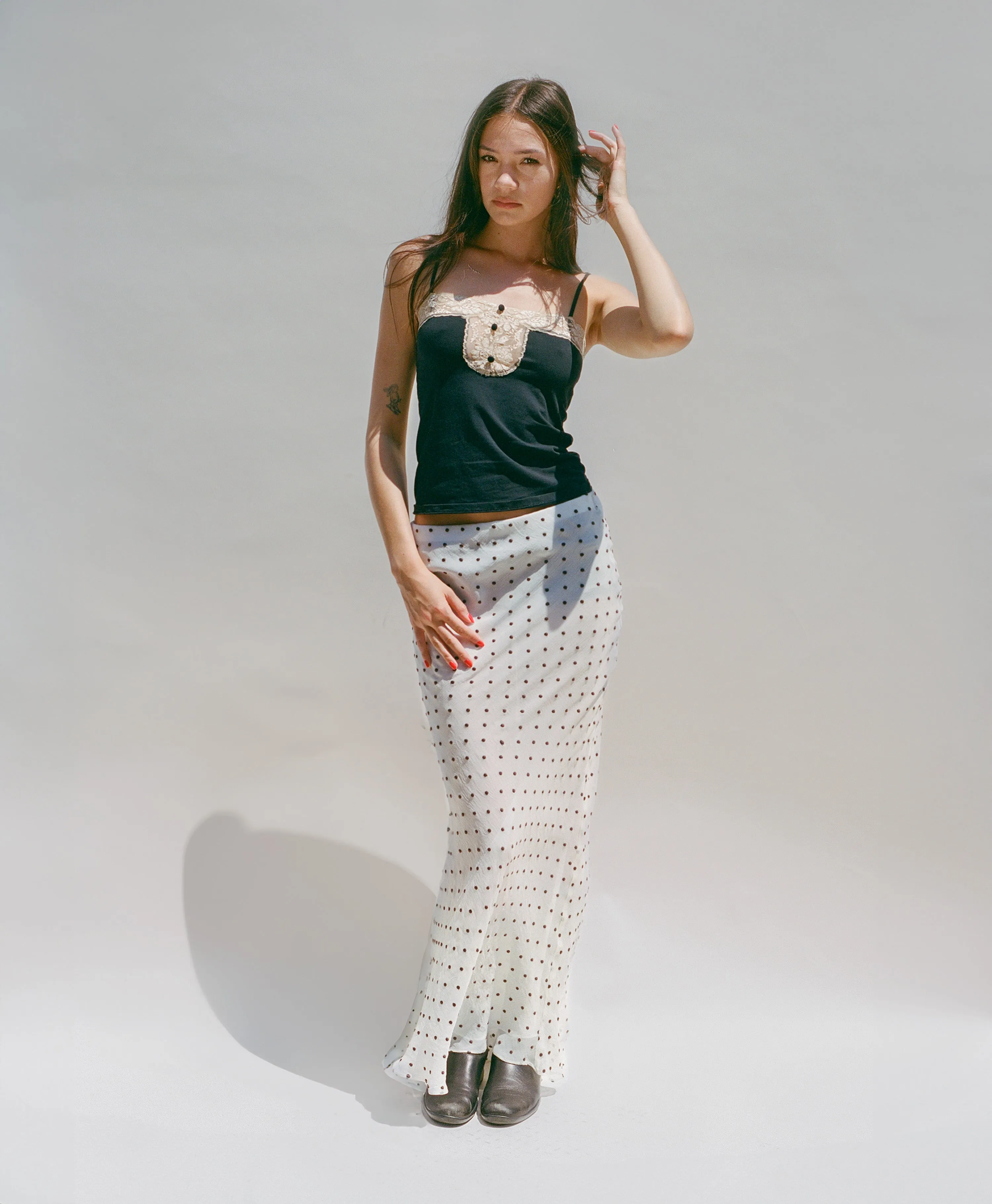 Betsy Skirt - White & Brown Polka Dot sold by Dana Foley NYC product image thumbnail 2