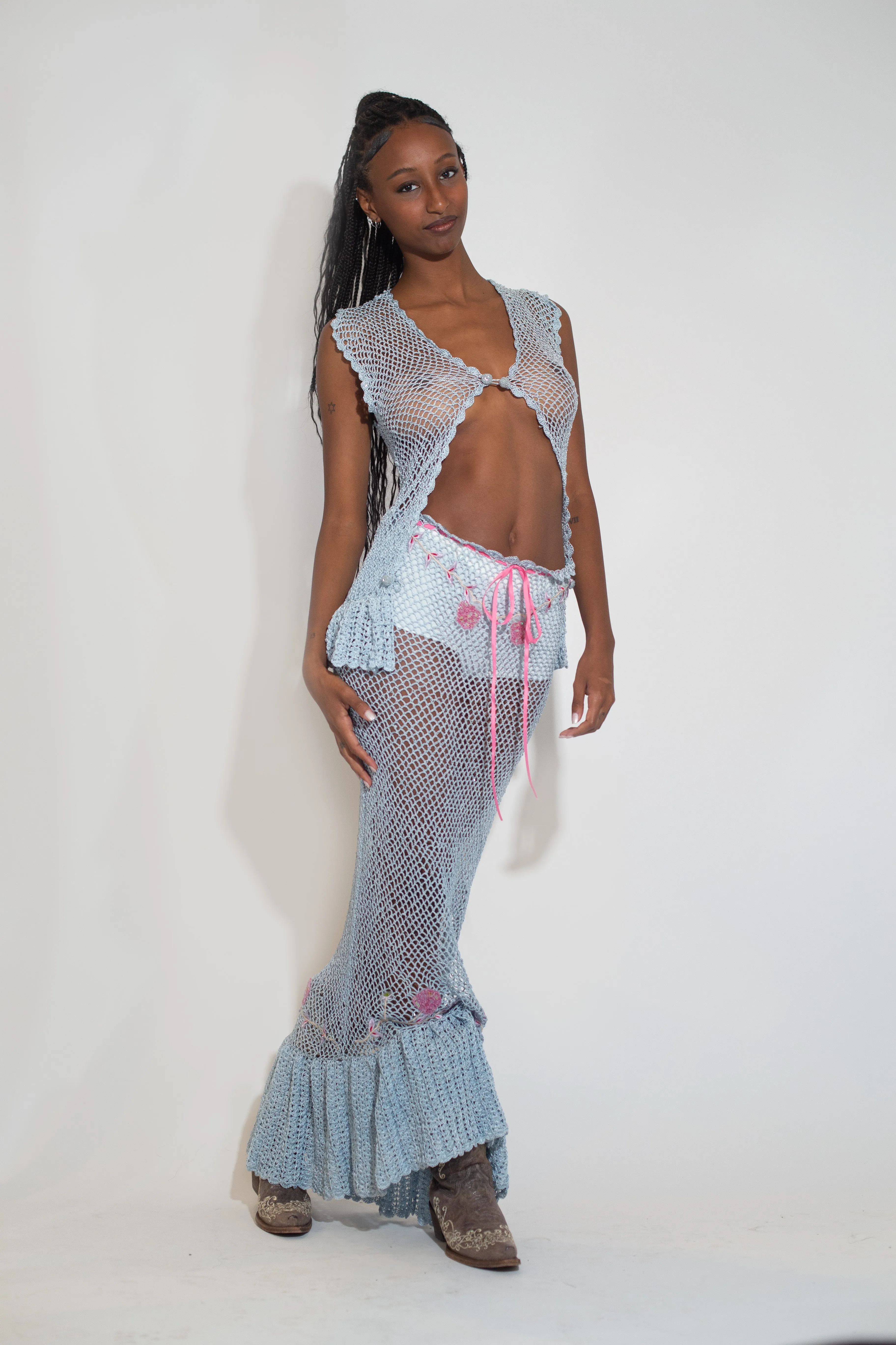 Isla Knit Skirt - Blue sold by Dana Foley NYC product image thumbnail 2