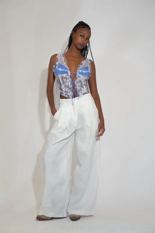 Baggy Baggy Men's Pant - White Linen sold by Dana Foley NYC