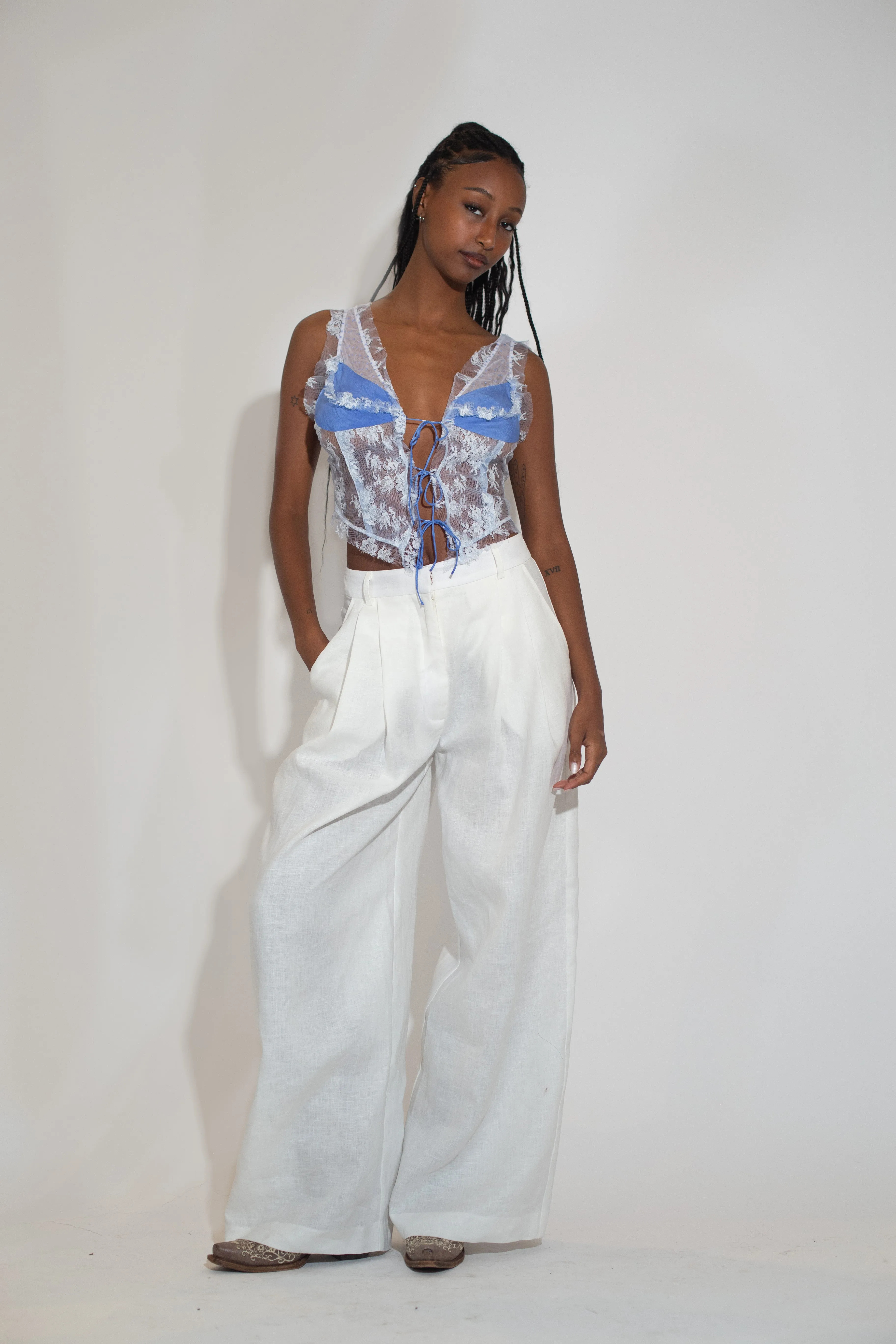 Baggy Baggy Men's Pant - White Linen sold by Dana Foley NYC