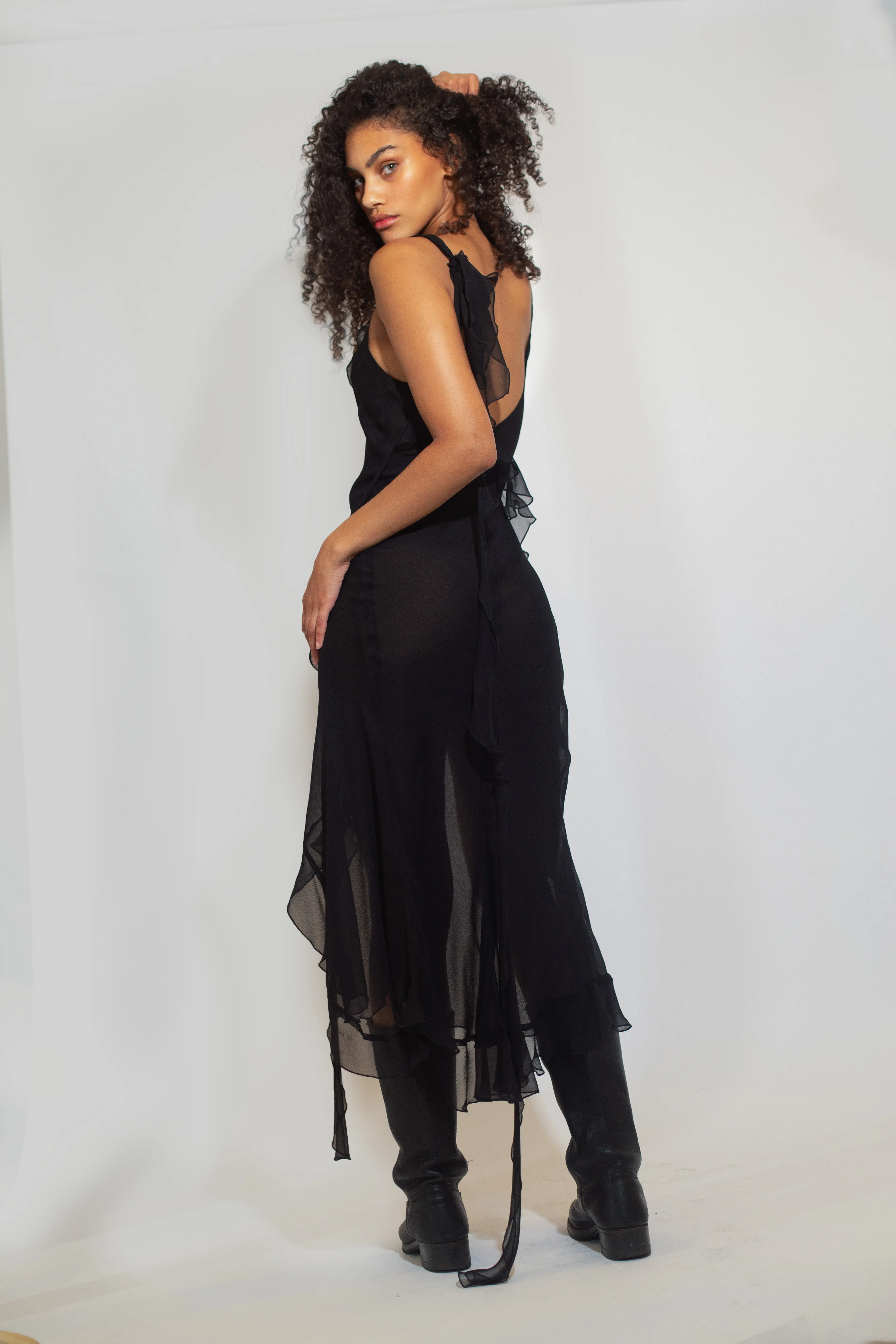 Yvonne Ruffle Midi Dress - Black sold by Dana Foley NYC product image thumbnail 2
