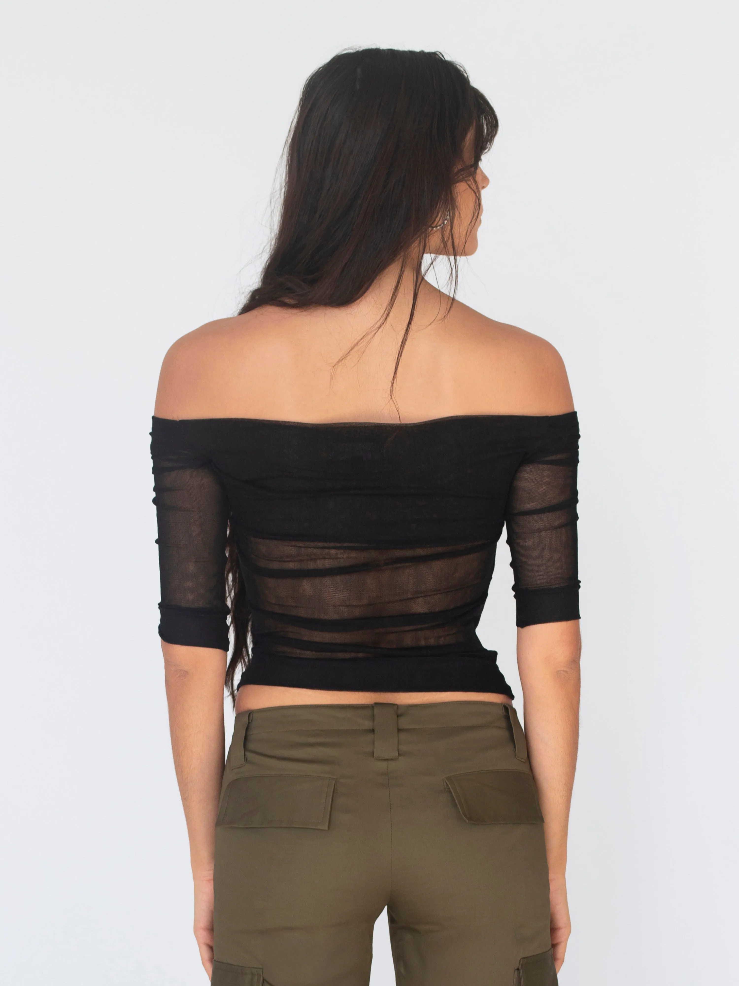 Caterpillar Cardigan - Black Silk Tulle sold by Dana Foley NYC product image thumbnail 2