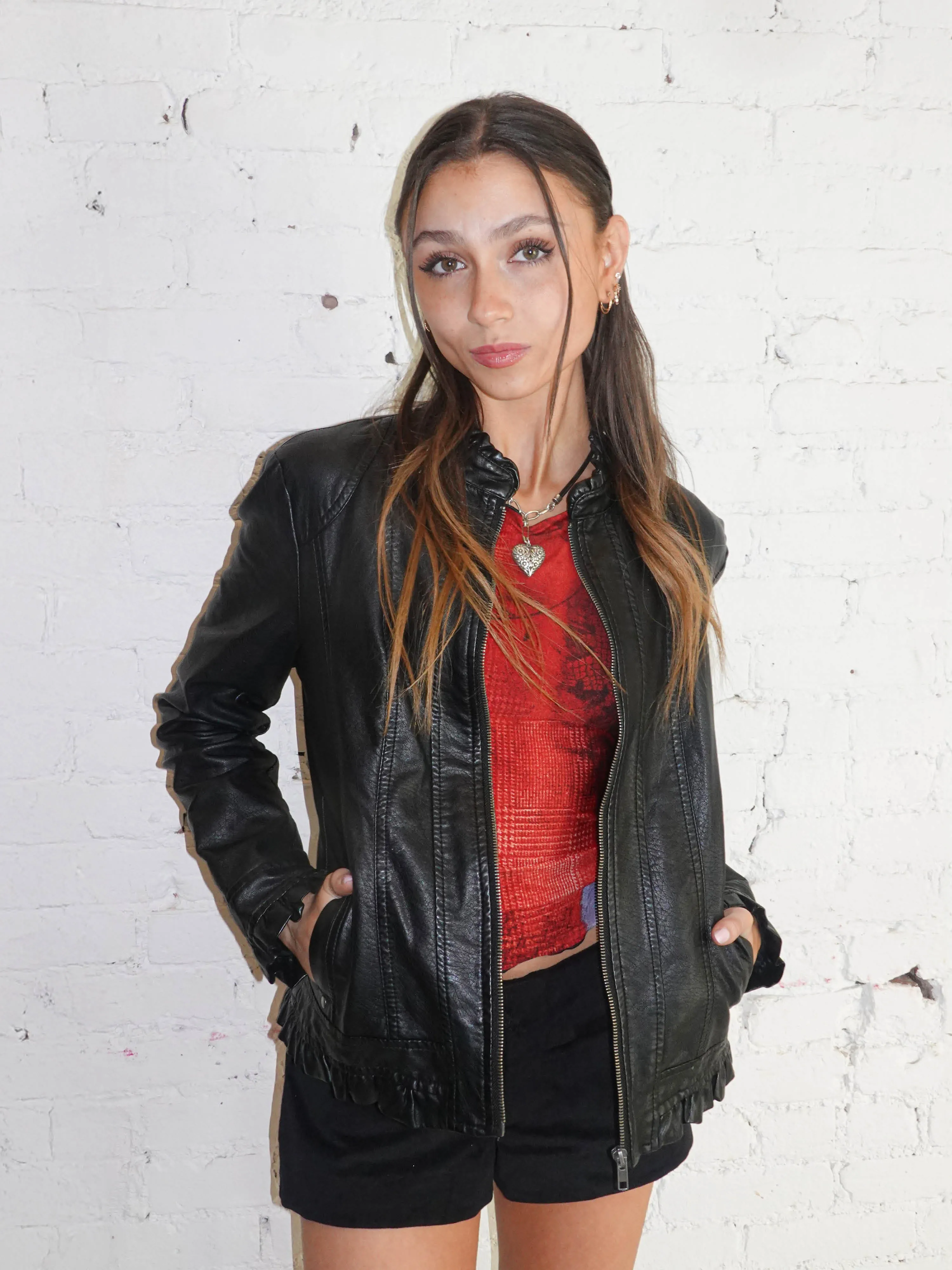 Frilled Moto Jacket sold by Dana Foley NYC