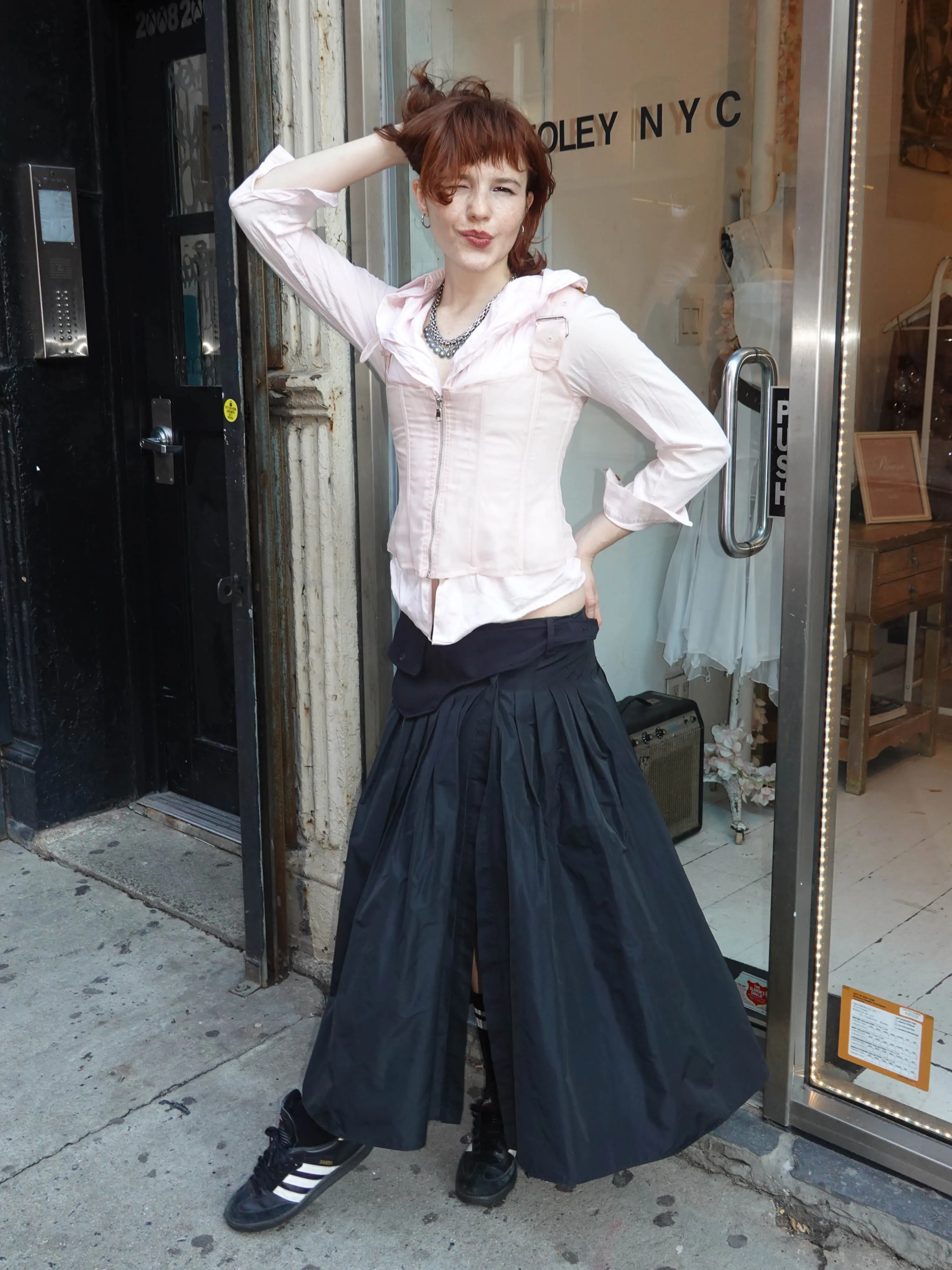 Meredith Skirt - Black Taffeta & Wool sold by Dana Foley NYC product image thumbnail 5