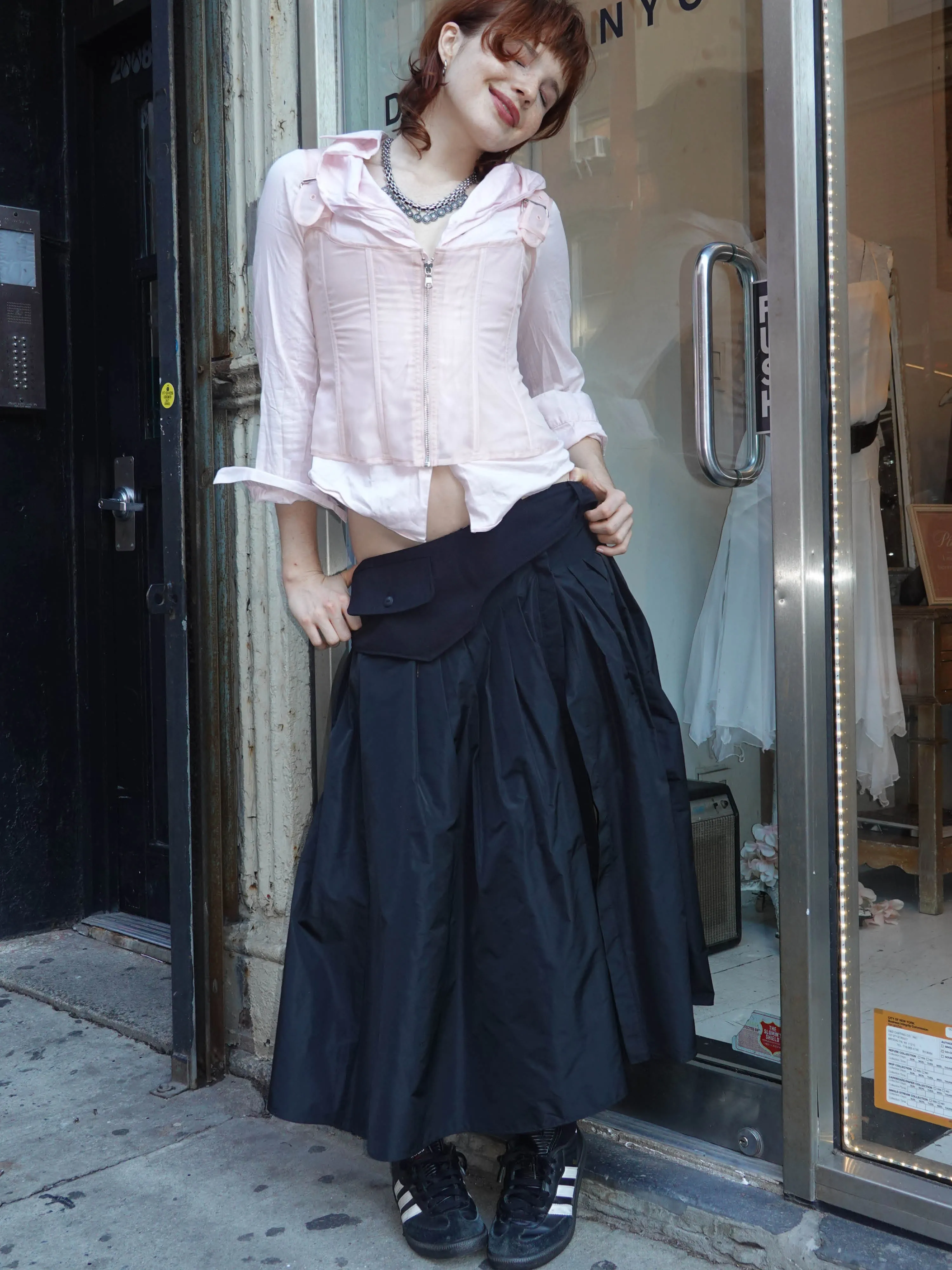 Meredith Skirt - Black Taffeta & Wool sold by Dana Foley NYC product image thumbnail 3
