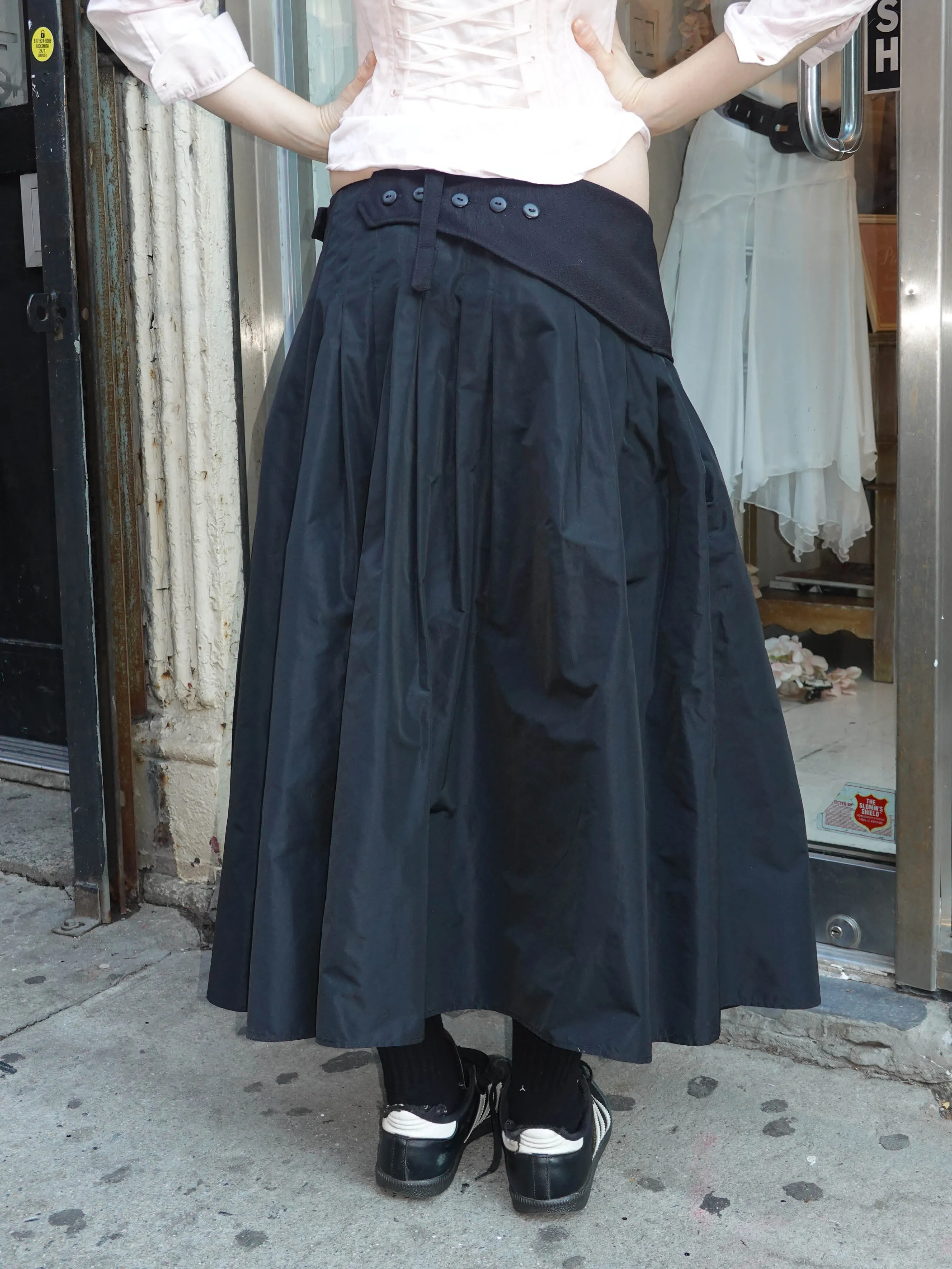 Meredith Skirt - Black Taffeta & Wool sold by Dana Foley NYC product image thumbnail 2