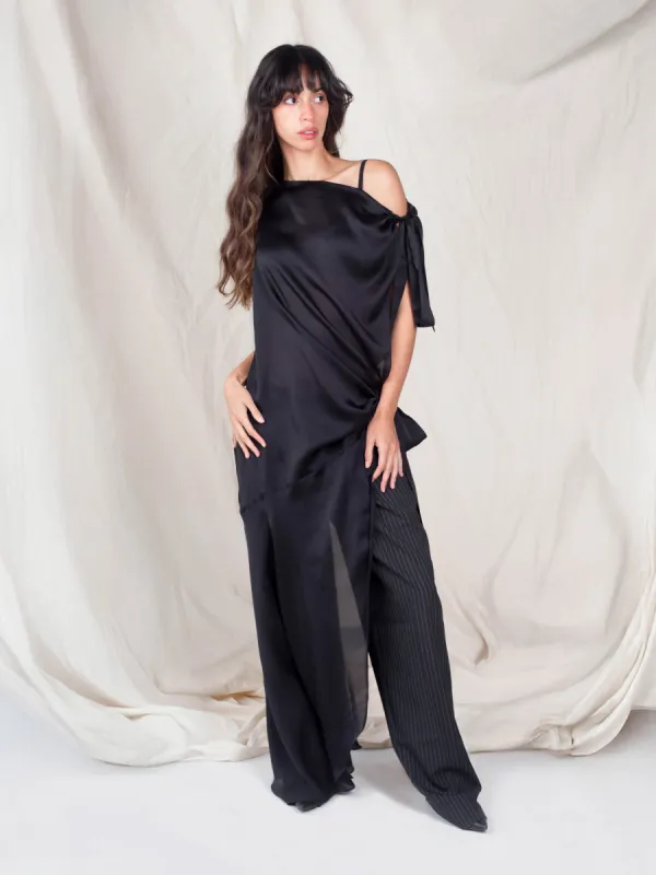 Susan Dress - Black Satin sold by Dana Foley NYC