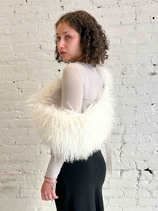 Ivory Cloud Shearling Stole sold by Dana Foley NYC