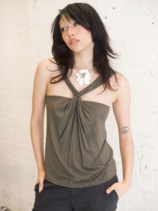 Olive Twist Jersey Top sold by Dana Foley NYC