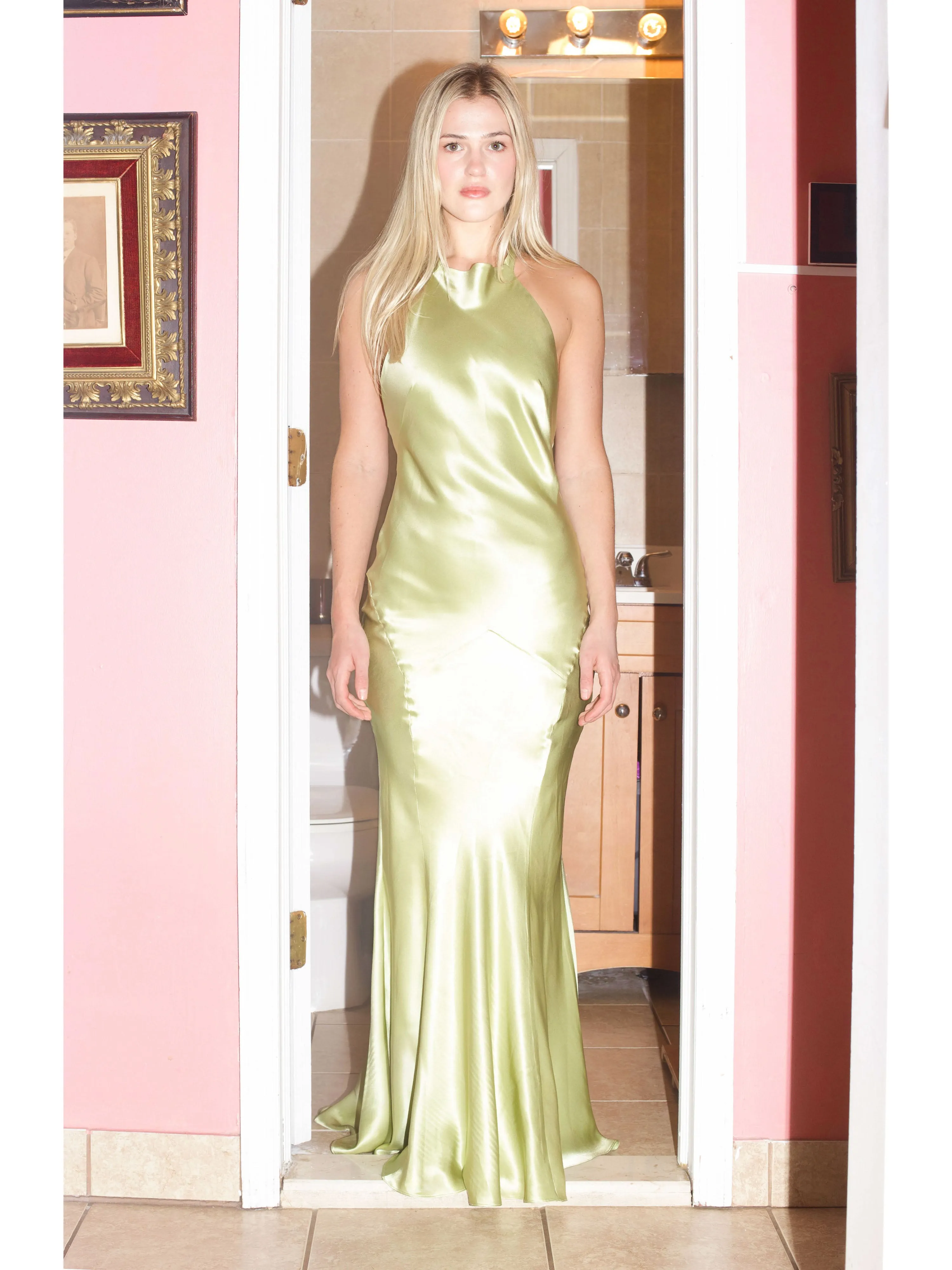 Hollywood Gown - Lime Green sold by Dana Foley NYC