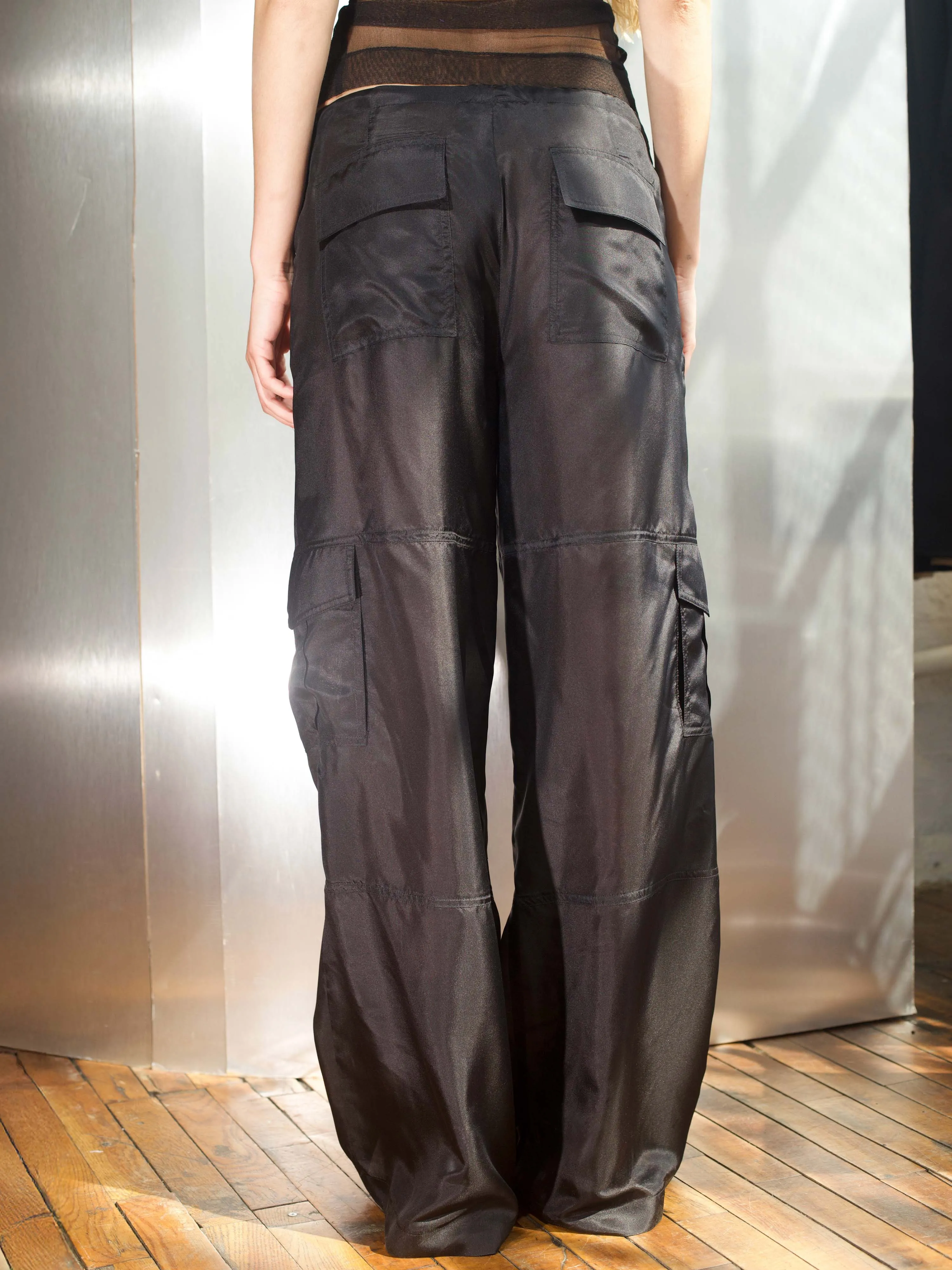Silk Cargo Pants - Black sold by Dana Foley NYC product image thumbnail 3