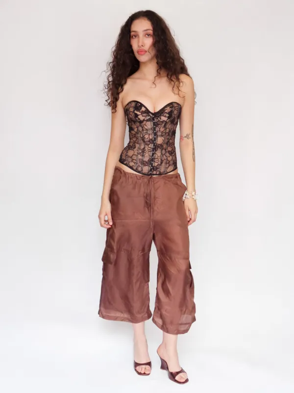 Silk Cargo Capris - Brown sold by Dana Foley NYC