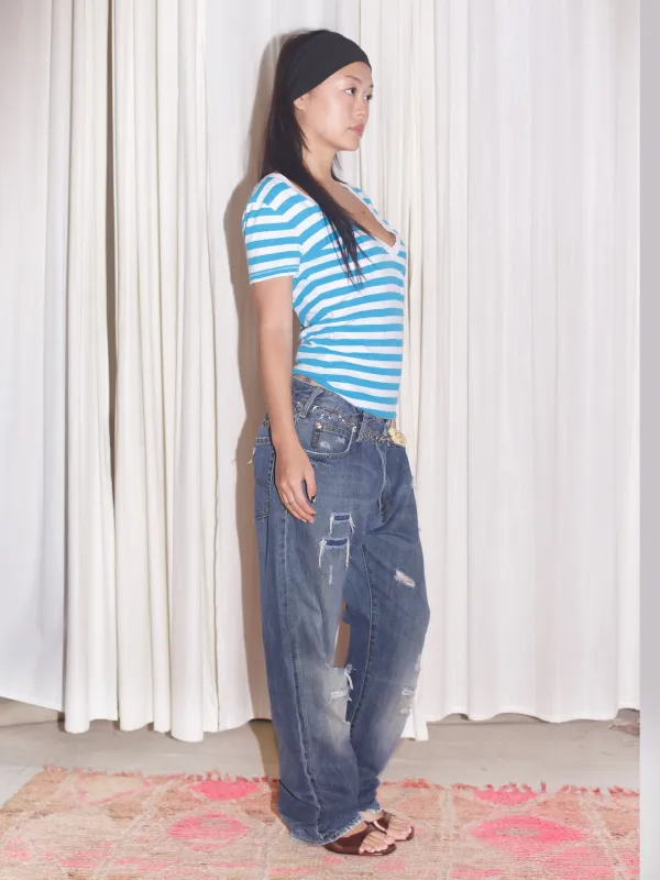 Vintage Striped Hollister V-Neck sold by Dana Foley NYC