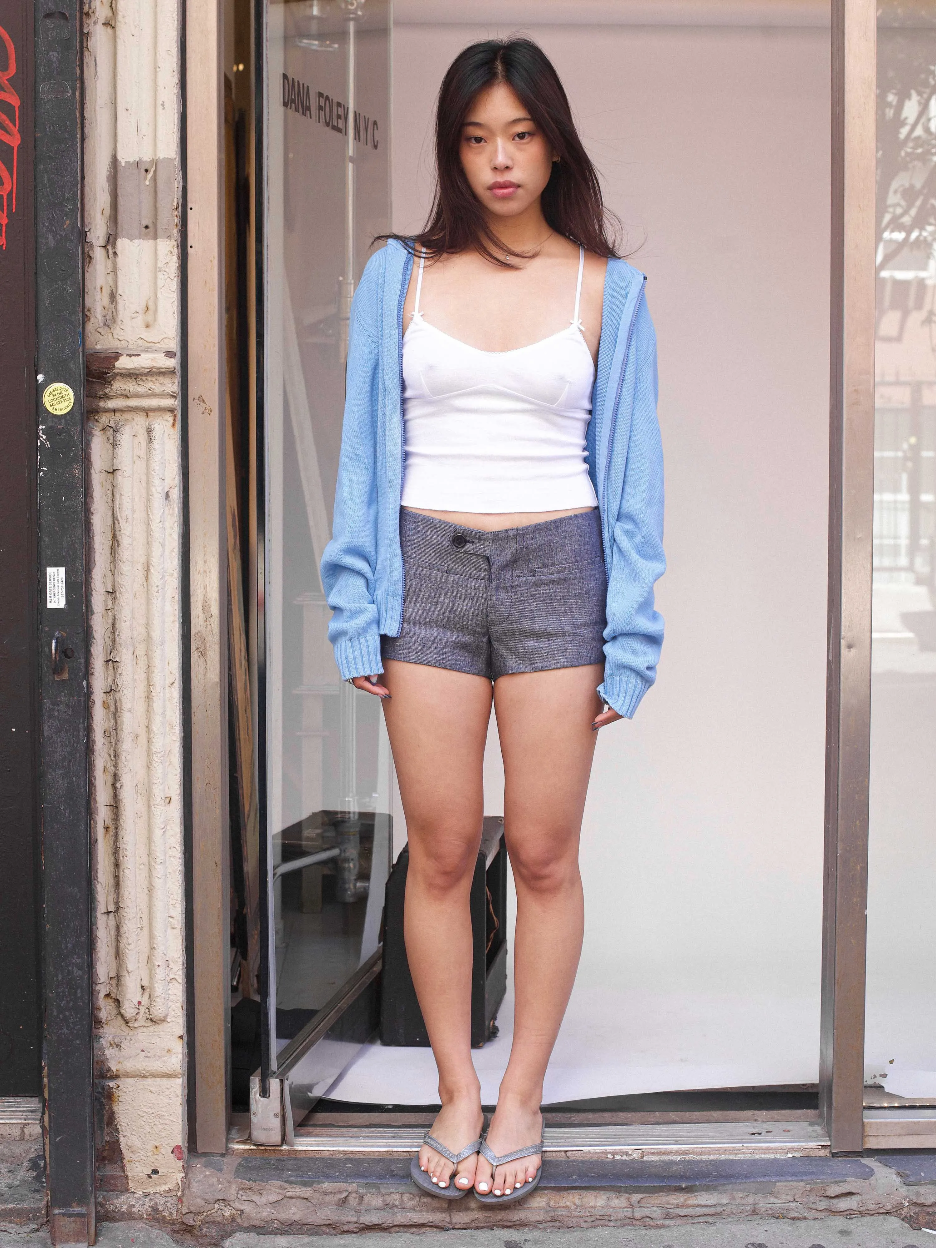Lily Shorts - Denim Linen sold by Dana Foley NYC product image thumbnail 2