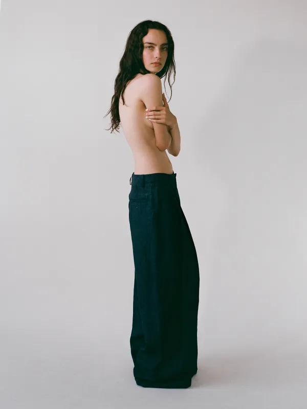 Baggy Baggy Men's Pant - Blue Linen sold by Dana Foley NYC