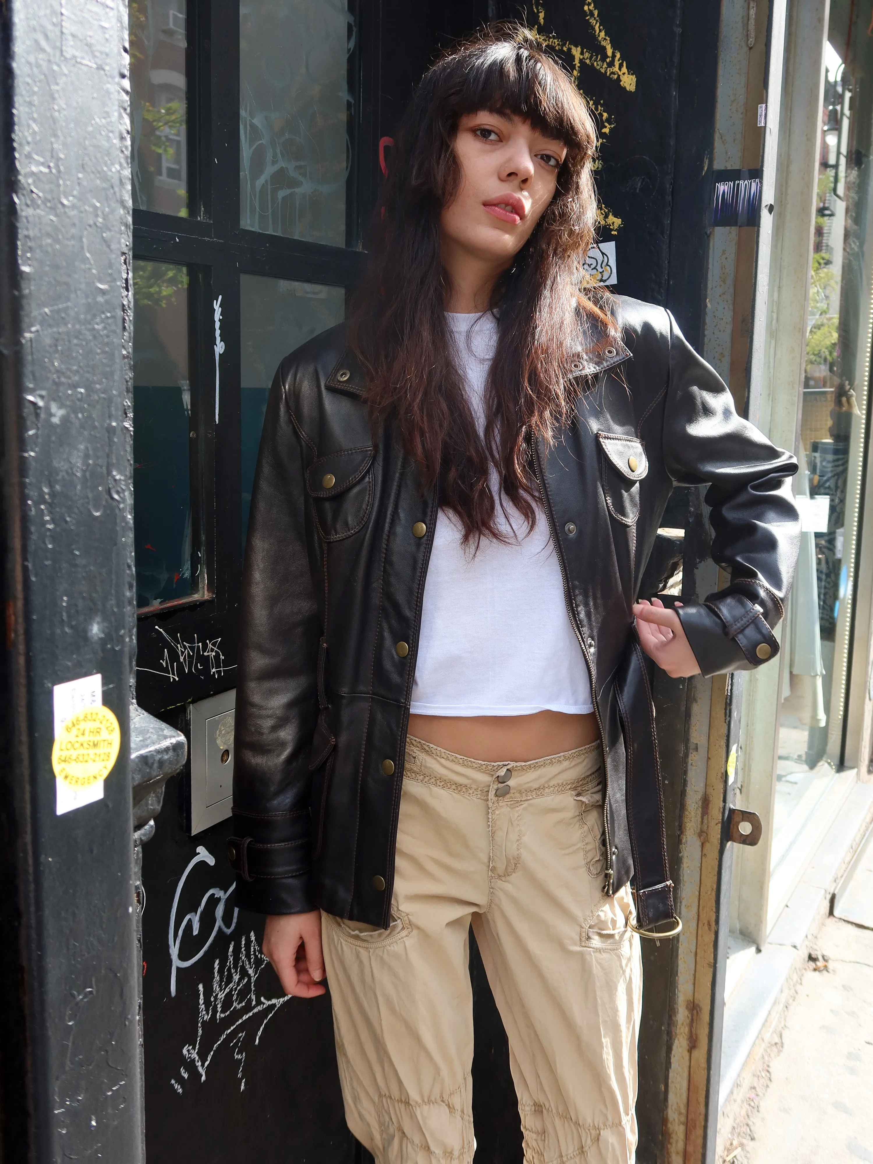 Vintage Belted Leather Jacket sold by Dana Foley NYC product image thumbnail 4