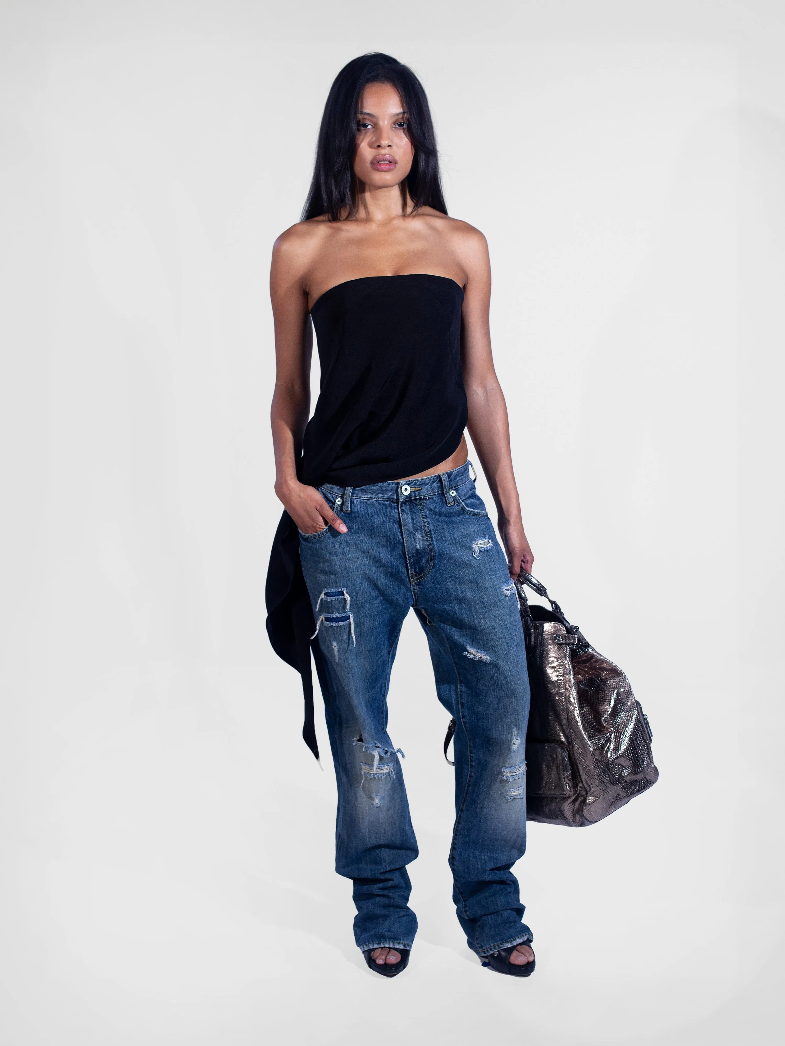Asymmetrical Corset Top - Black sold by Dana Foley NYC