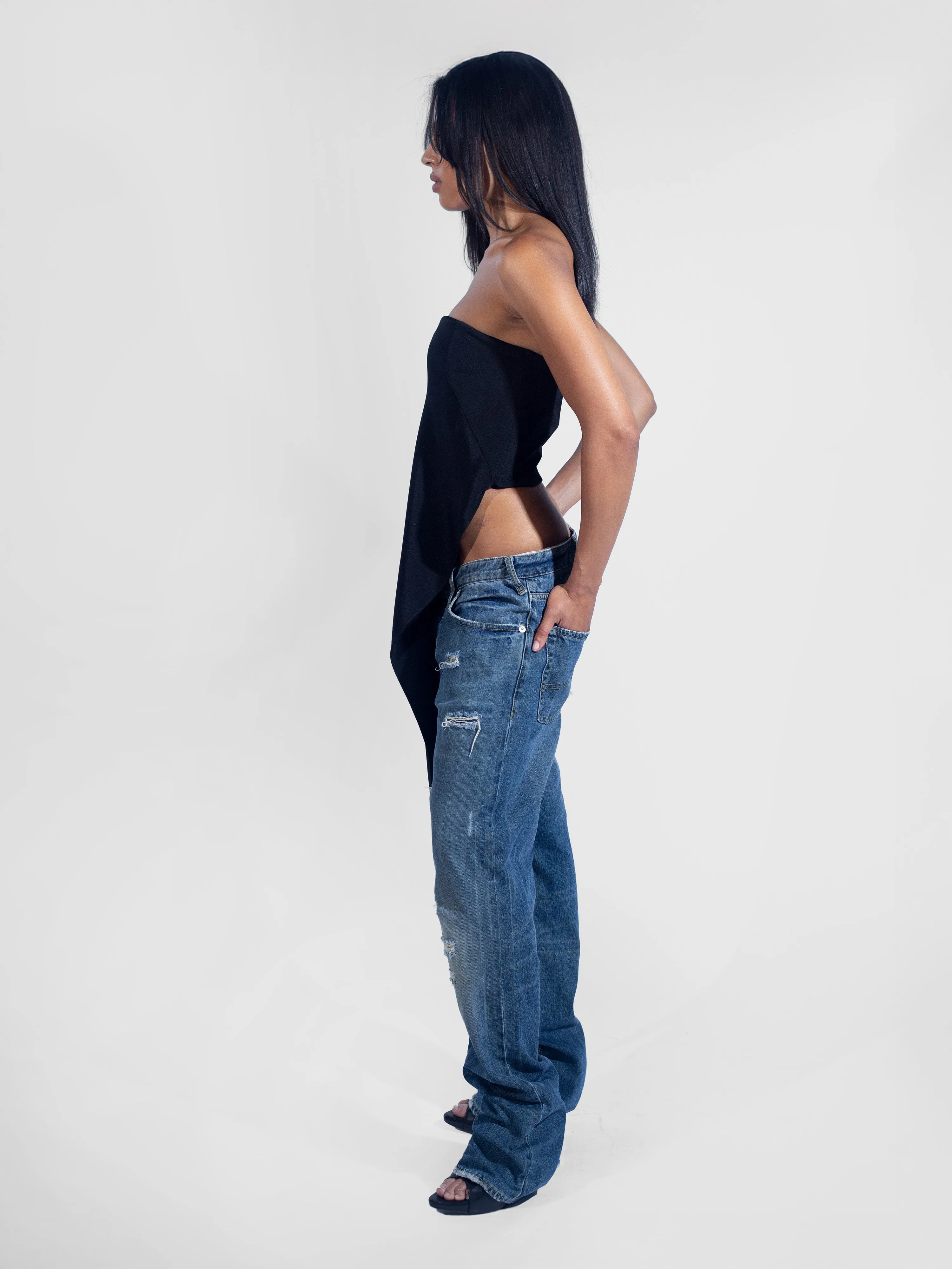 Asymmetrical Corset Top - Black sold by Dana Foley NYC product image thumbnail 4