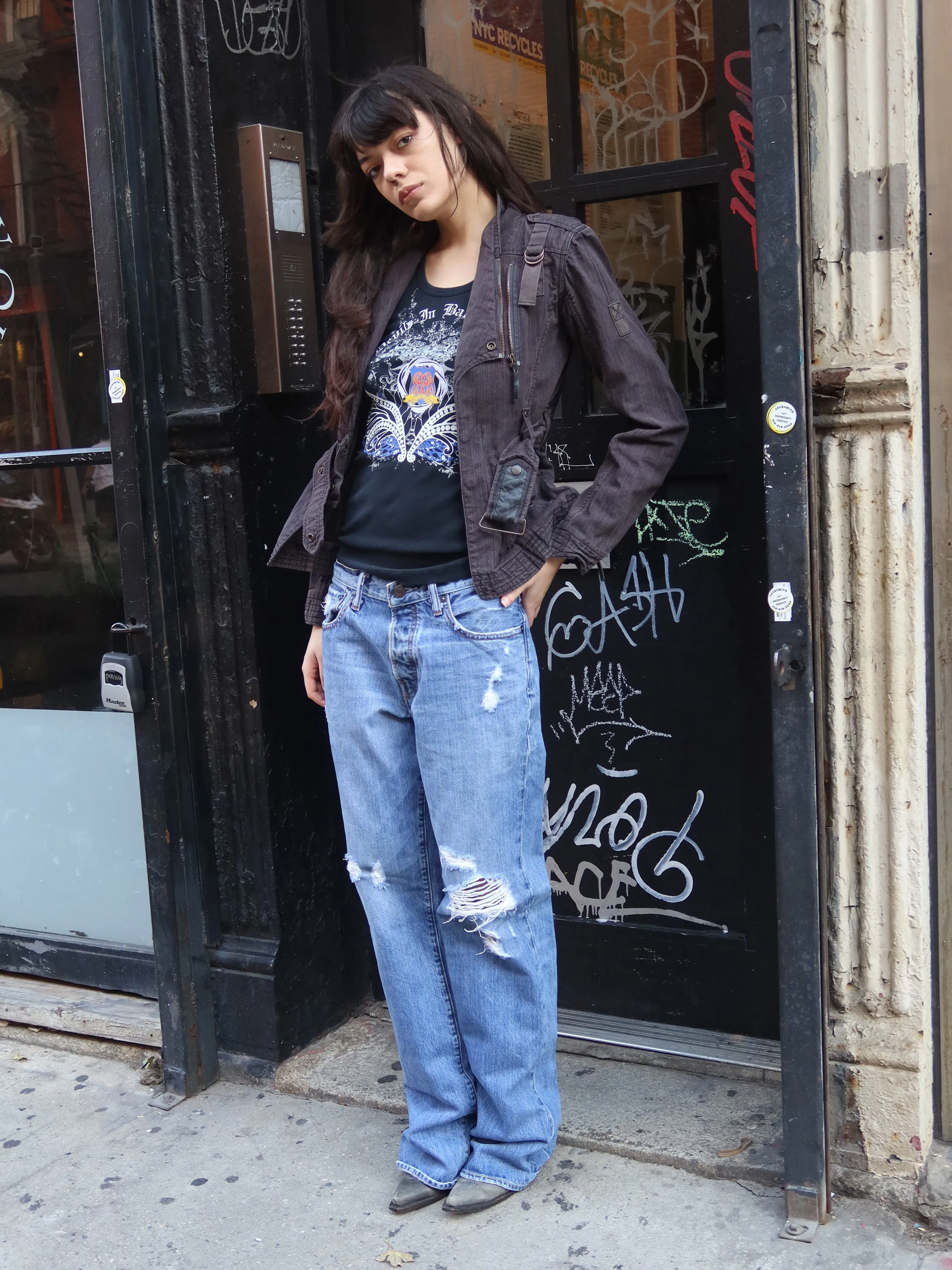 Vintage Worn Black Militant Jacket sold by Dana Foley NYC product image thumbnail 3