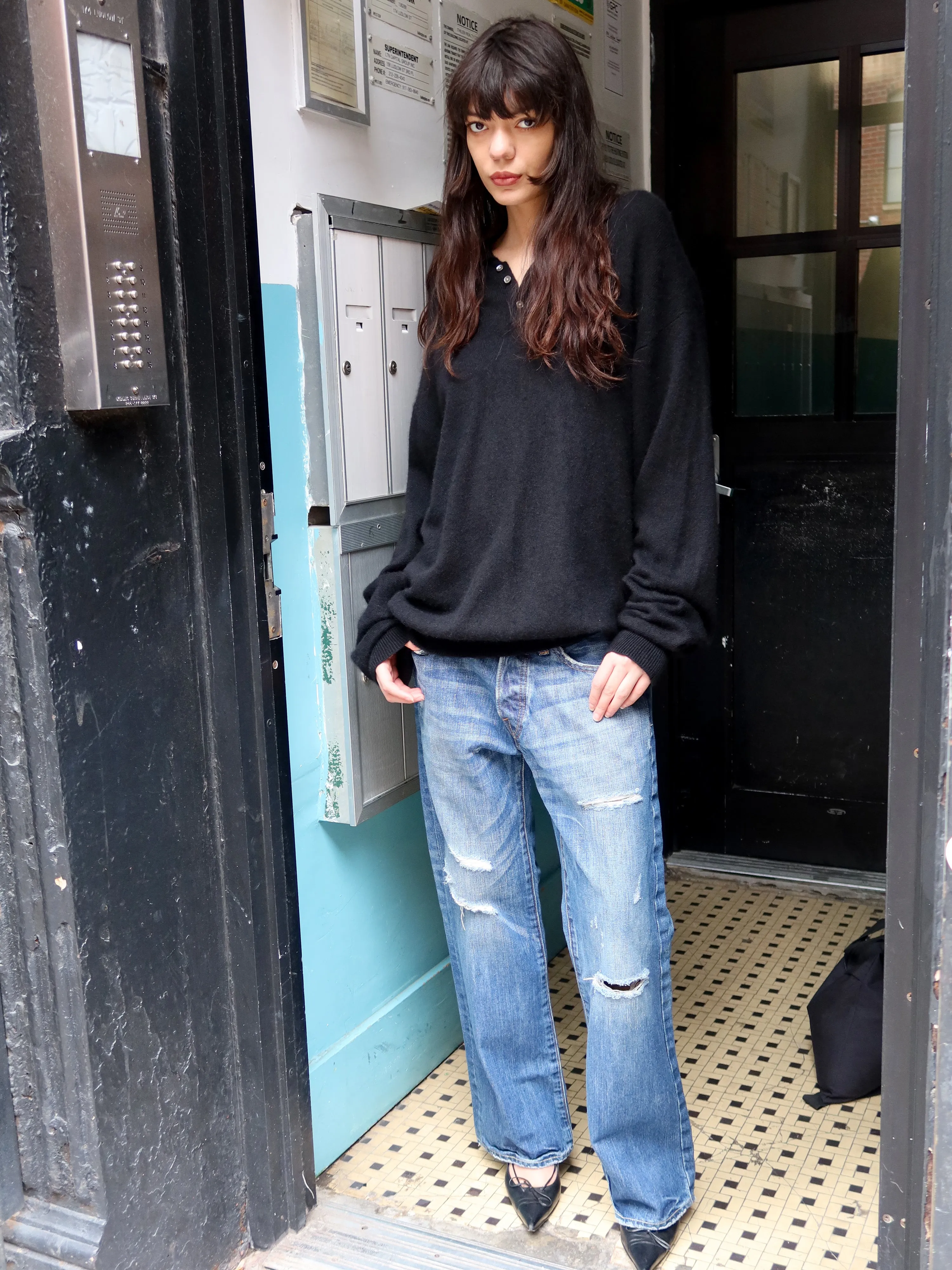 Vintage Black Cashmere Crew sold by Dana Foley NYC product image thumbnail 3