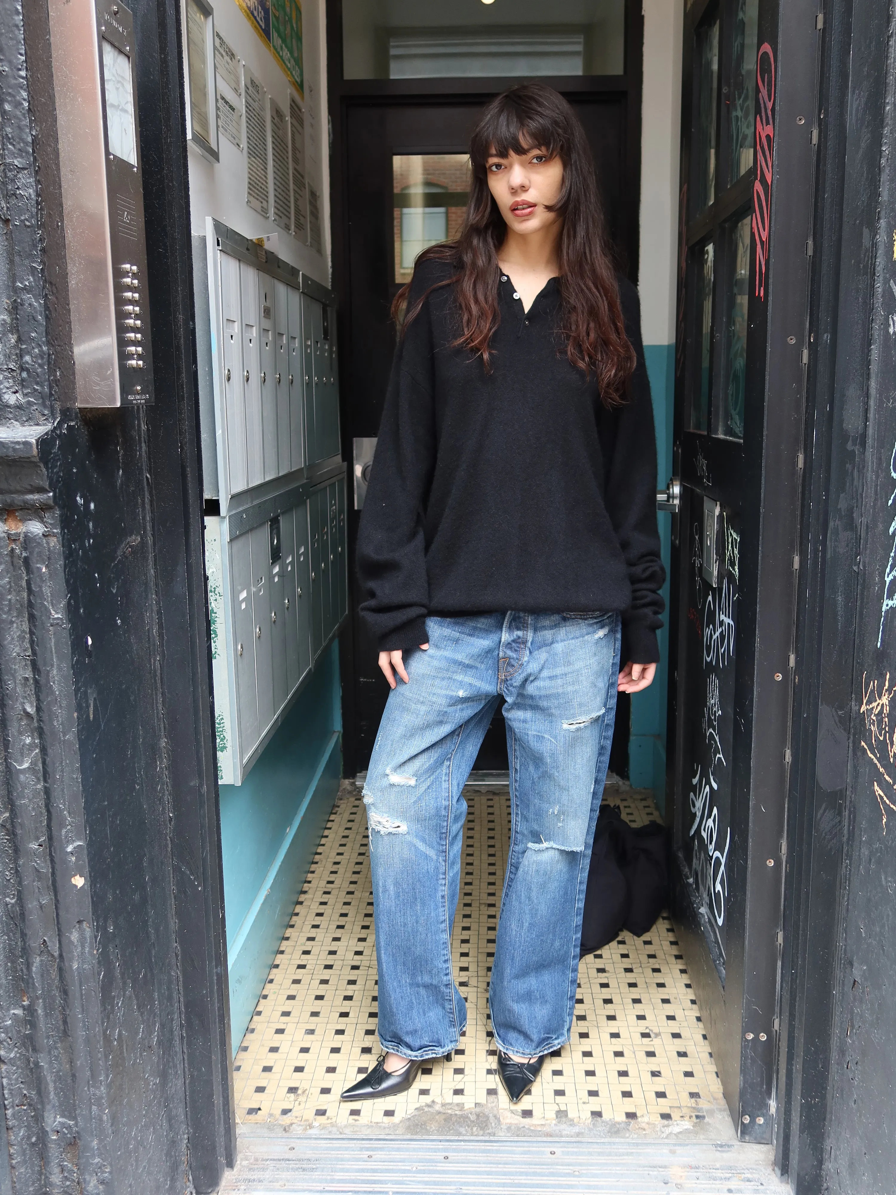 Vintage Black Cashmere Crew sold by Dana Foley NYC product image thumbnail 2