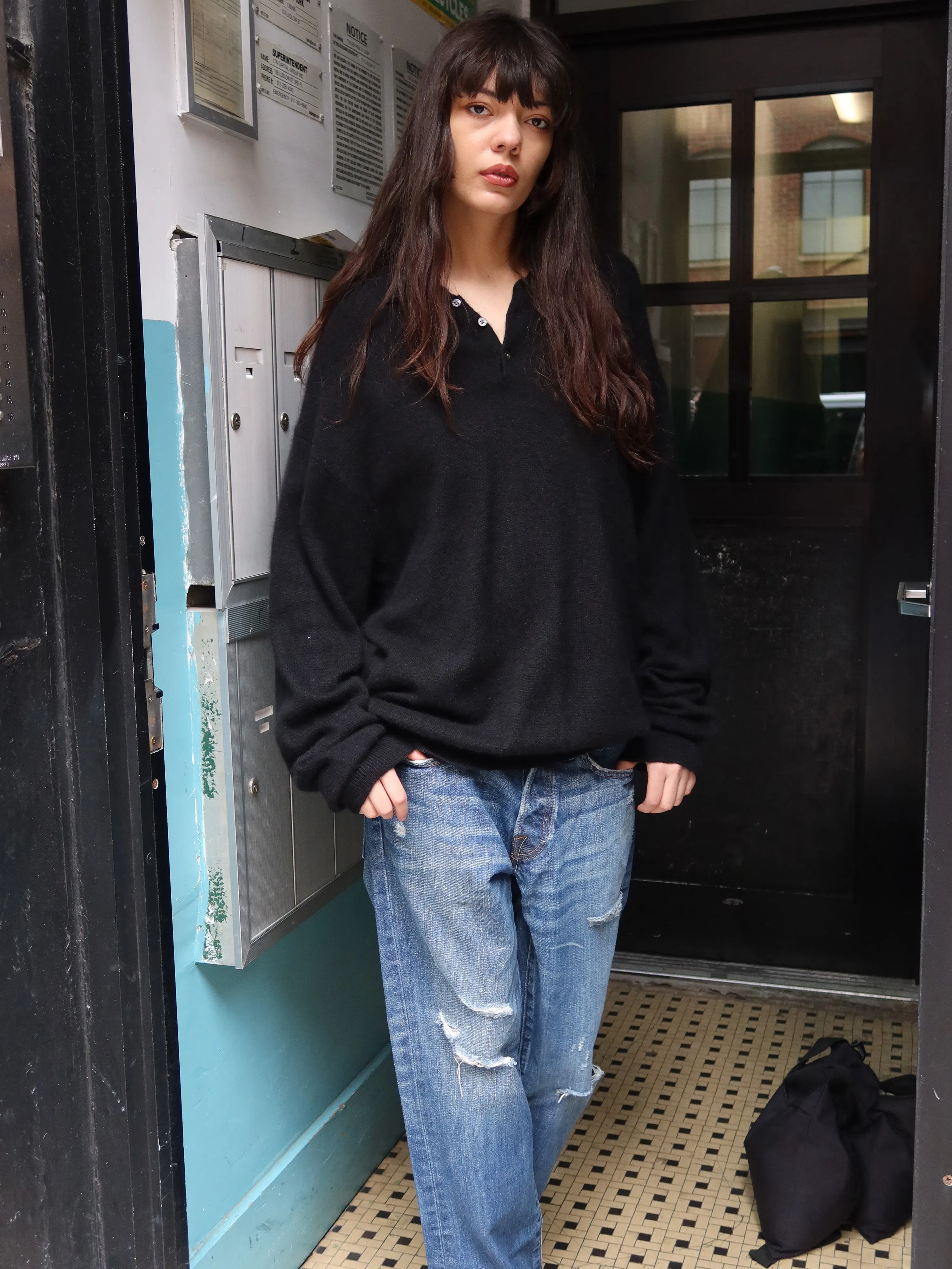 Vintage Black Cashmere Crew sold by Dana Foley NYC product image thumbnail 4