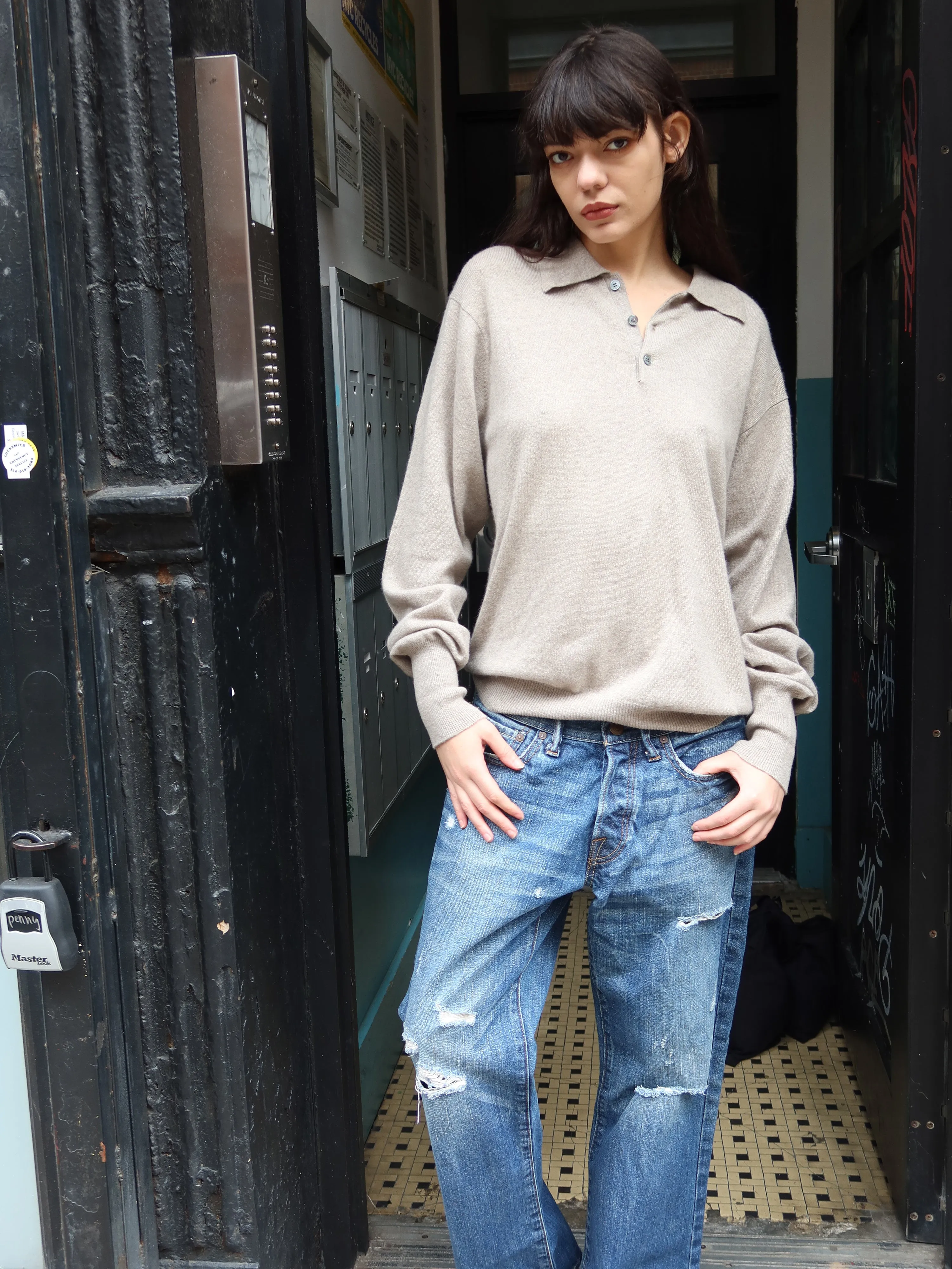 Vintage Creme Cashmere Crew sold by Dana Foley NYC product image thumbnail 2