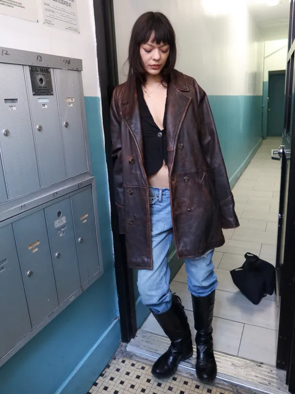 Vintage Oversized Leather Jacket sold by Dana Foley NYC
