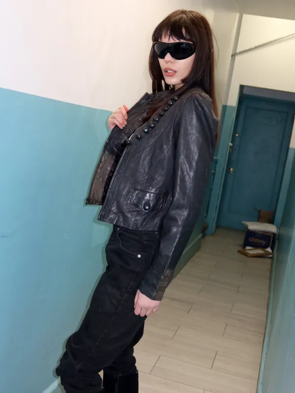 Vintage Leather Button Jacket sold by Dana Foley NYC