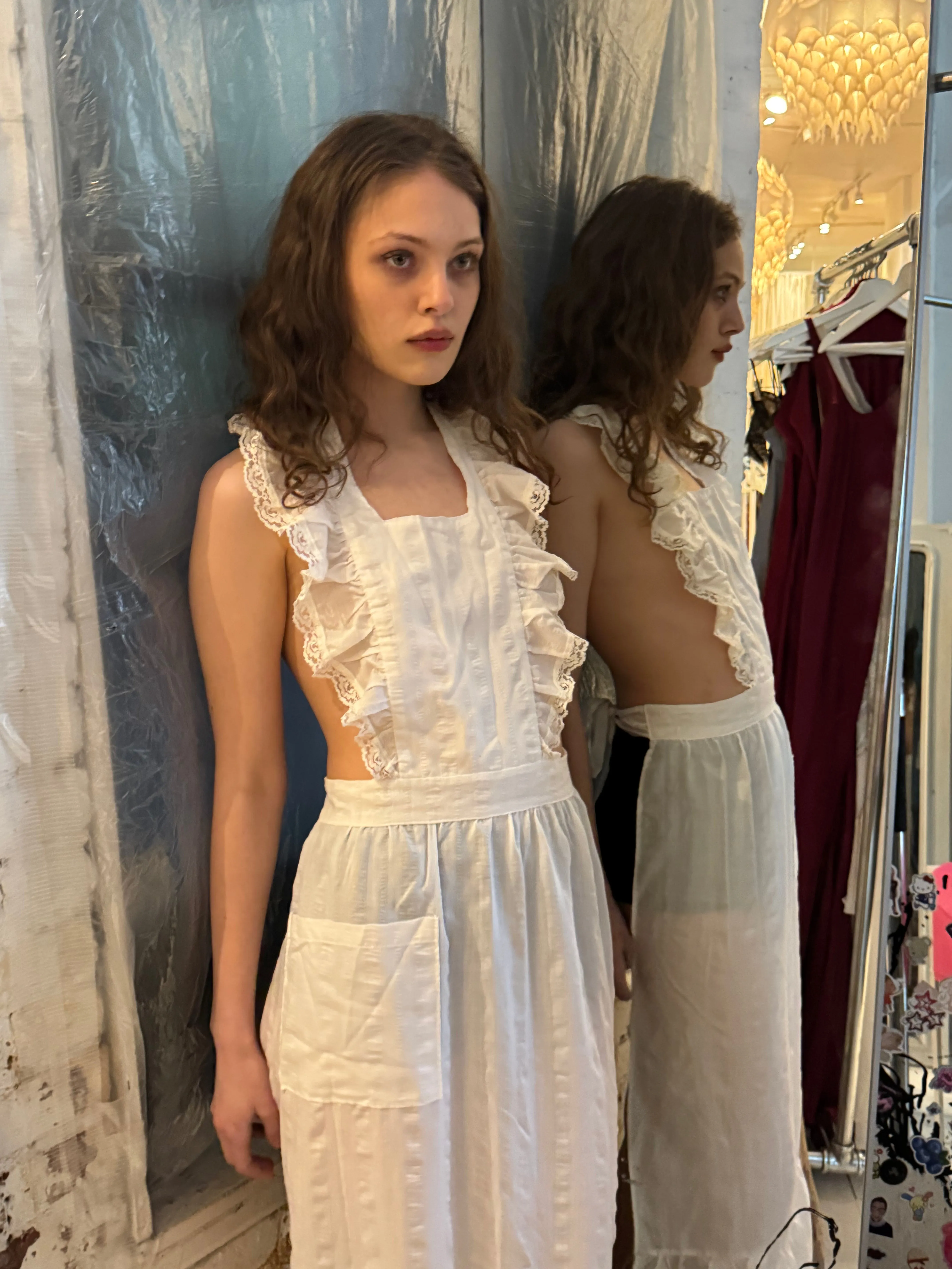 Vintage White Apron Dress sold by Dana Foley NYC product image thumbnail 5