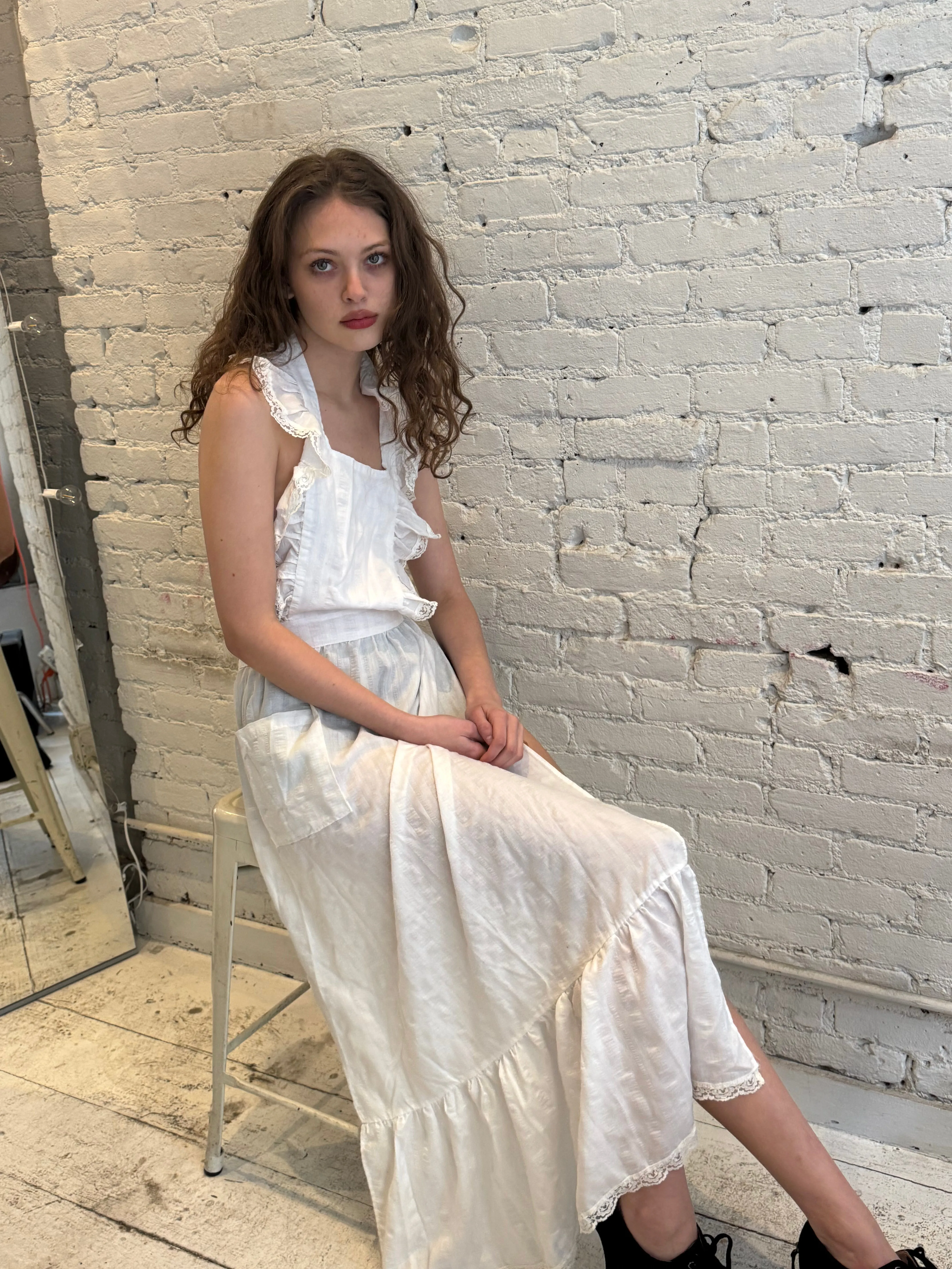 Vintage White Apron Dress sold by Dana Foley NYC product image thumbnail 4