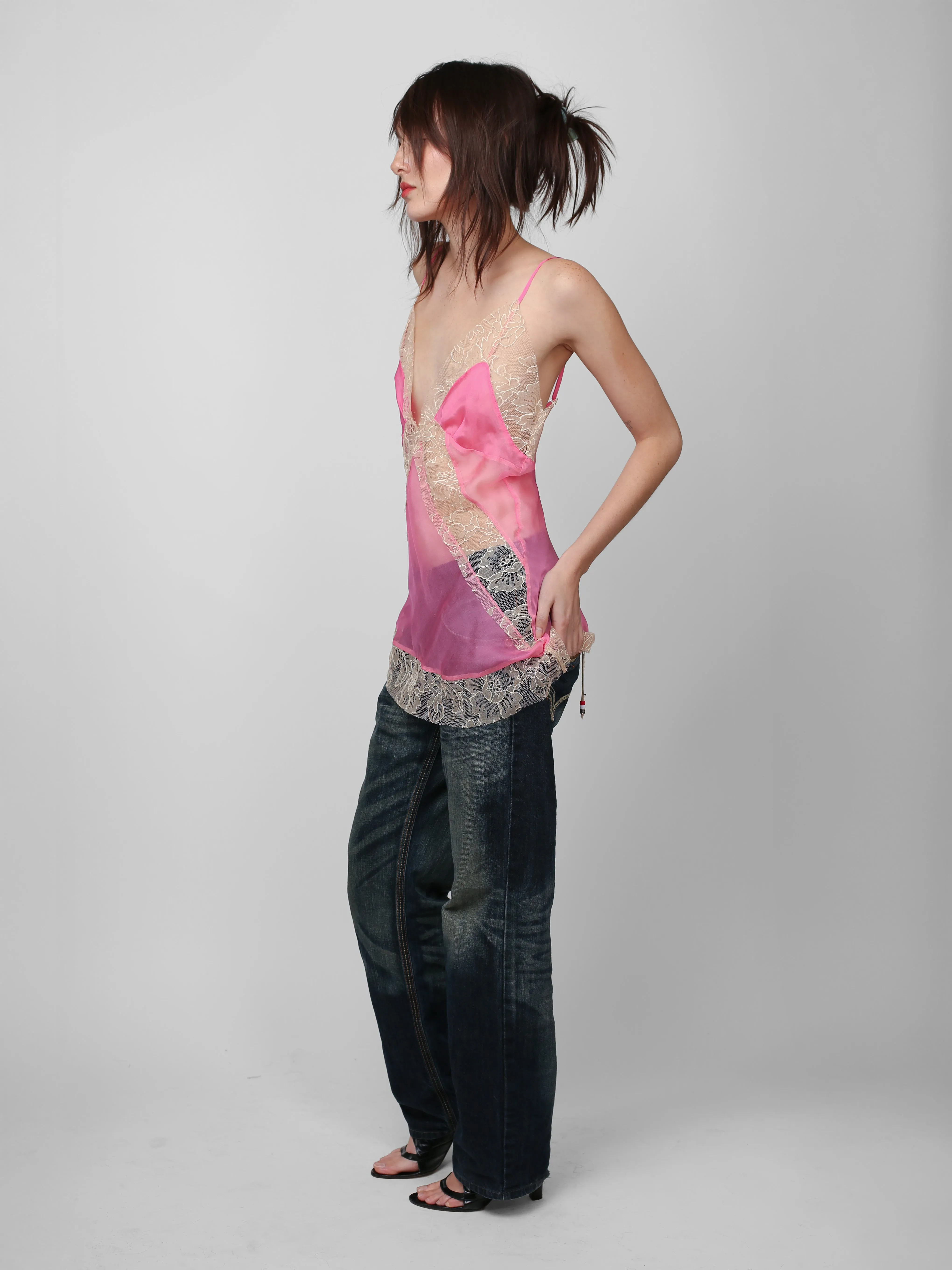 Silk Lace Cami - Hot Pink sold by Dana Foley NYC product image thumbnail 4